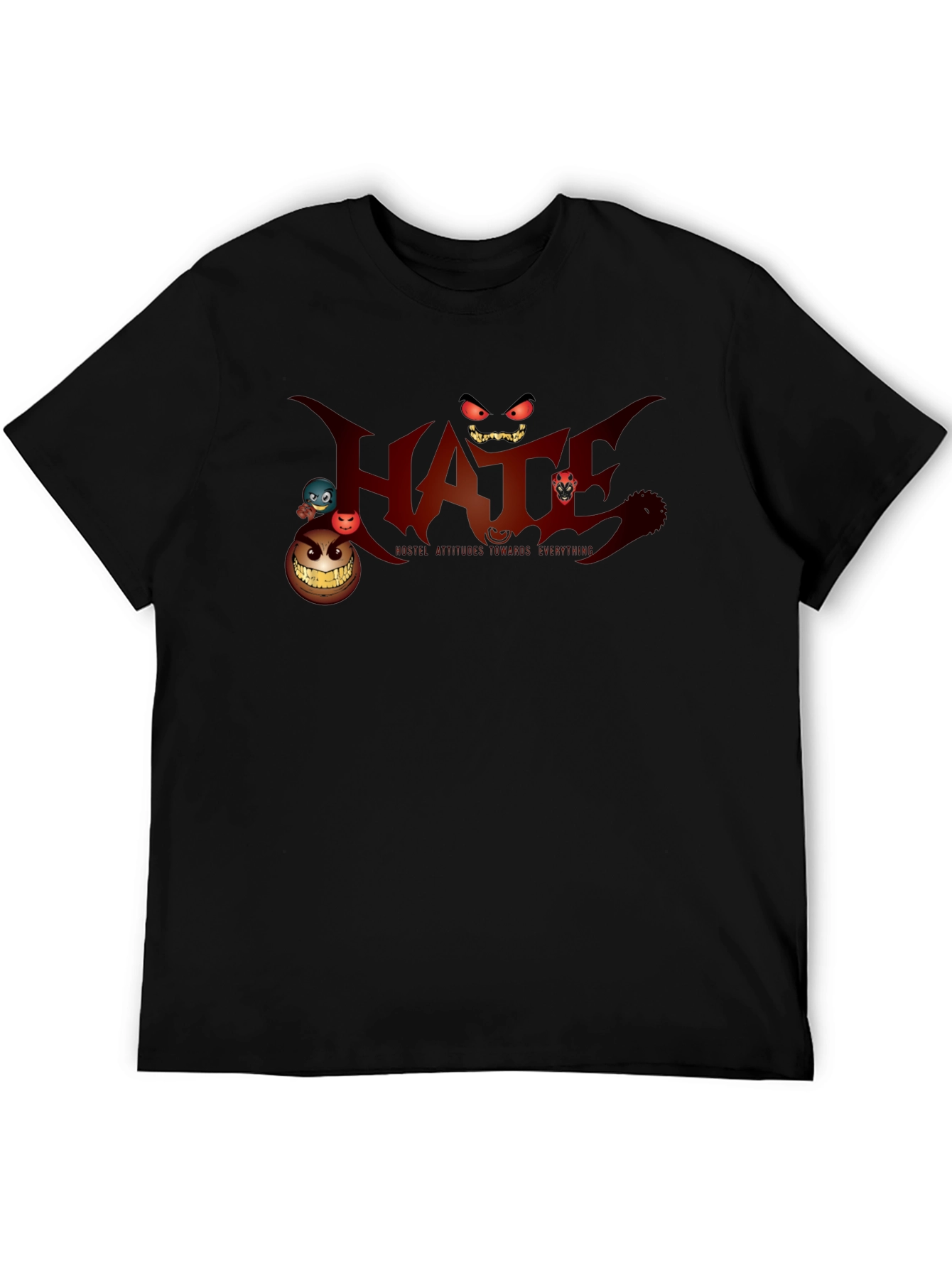 Mens Black Graphic T-Shirt - Hate Design