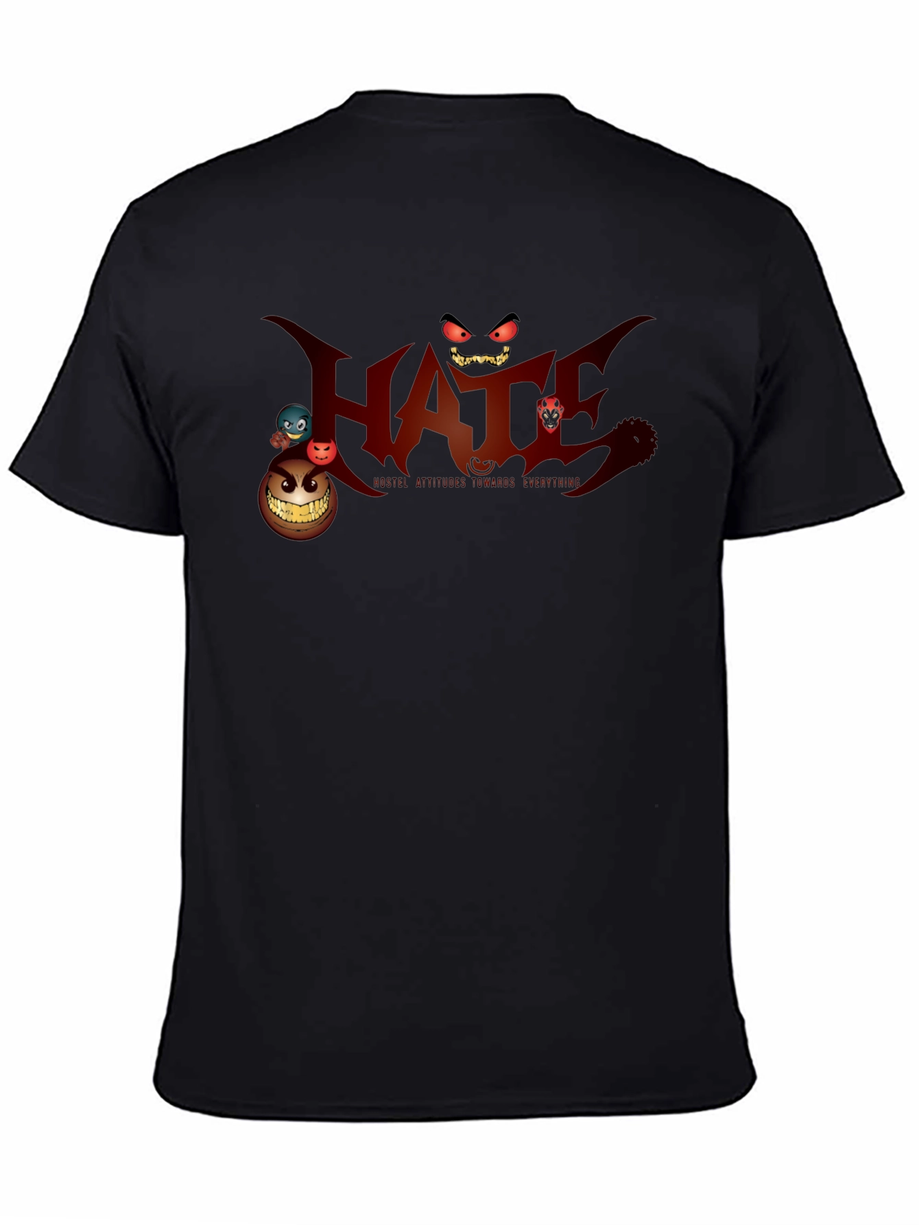 Mens Black Graphic T-Shirt - Hate Design