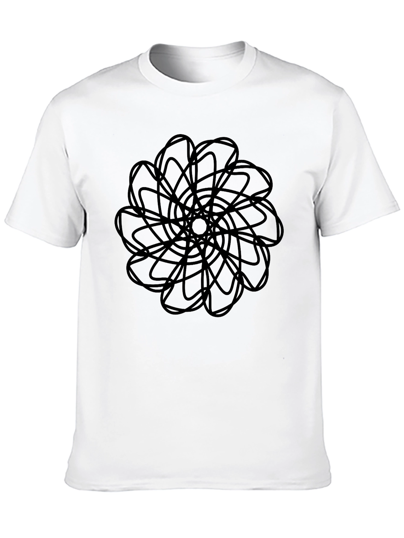 Abstract Floral Design Black T-Shirt