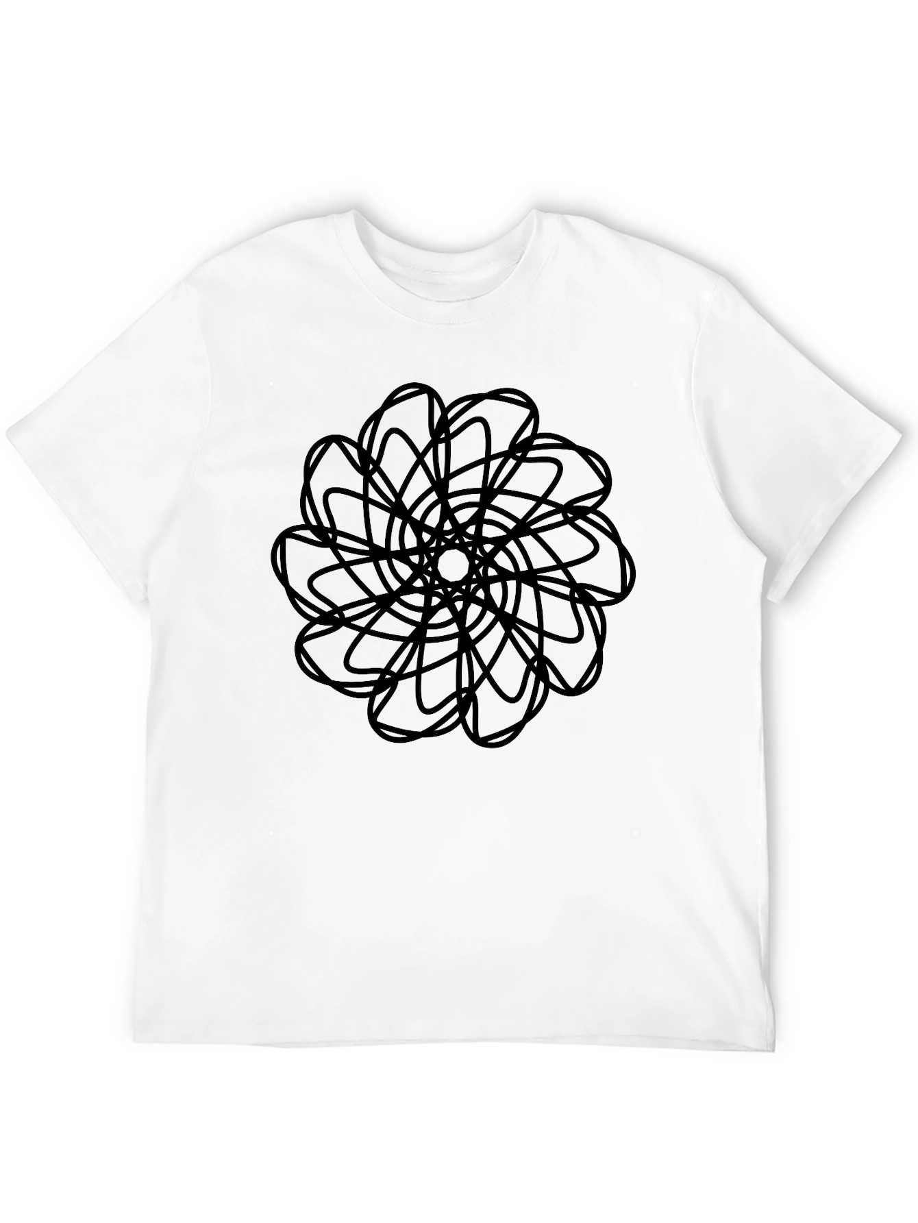 Abstract Floral Design Black T-Shirt