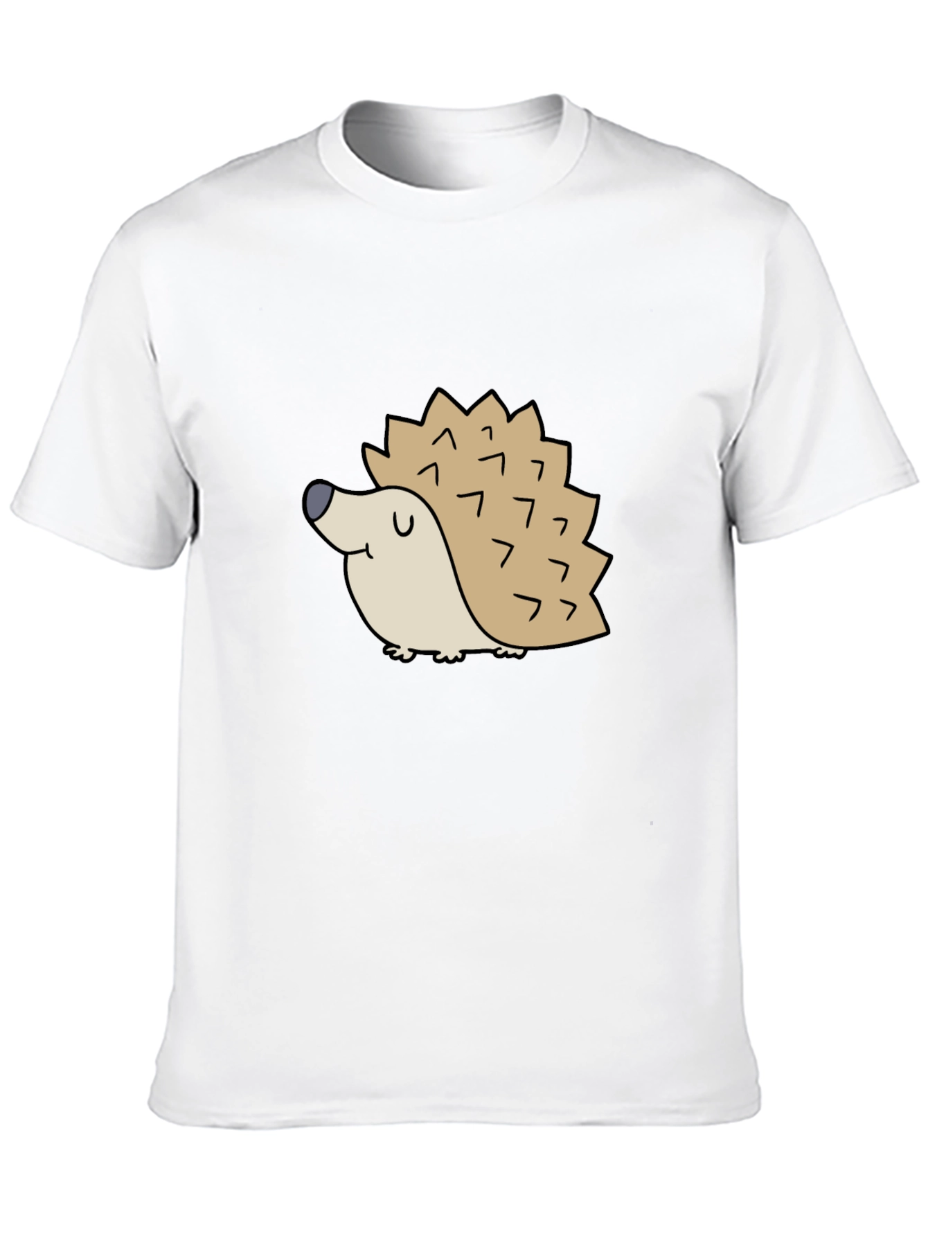 Cute Hedgehog Graphic Tee - Black Cotton T-Shirt