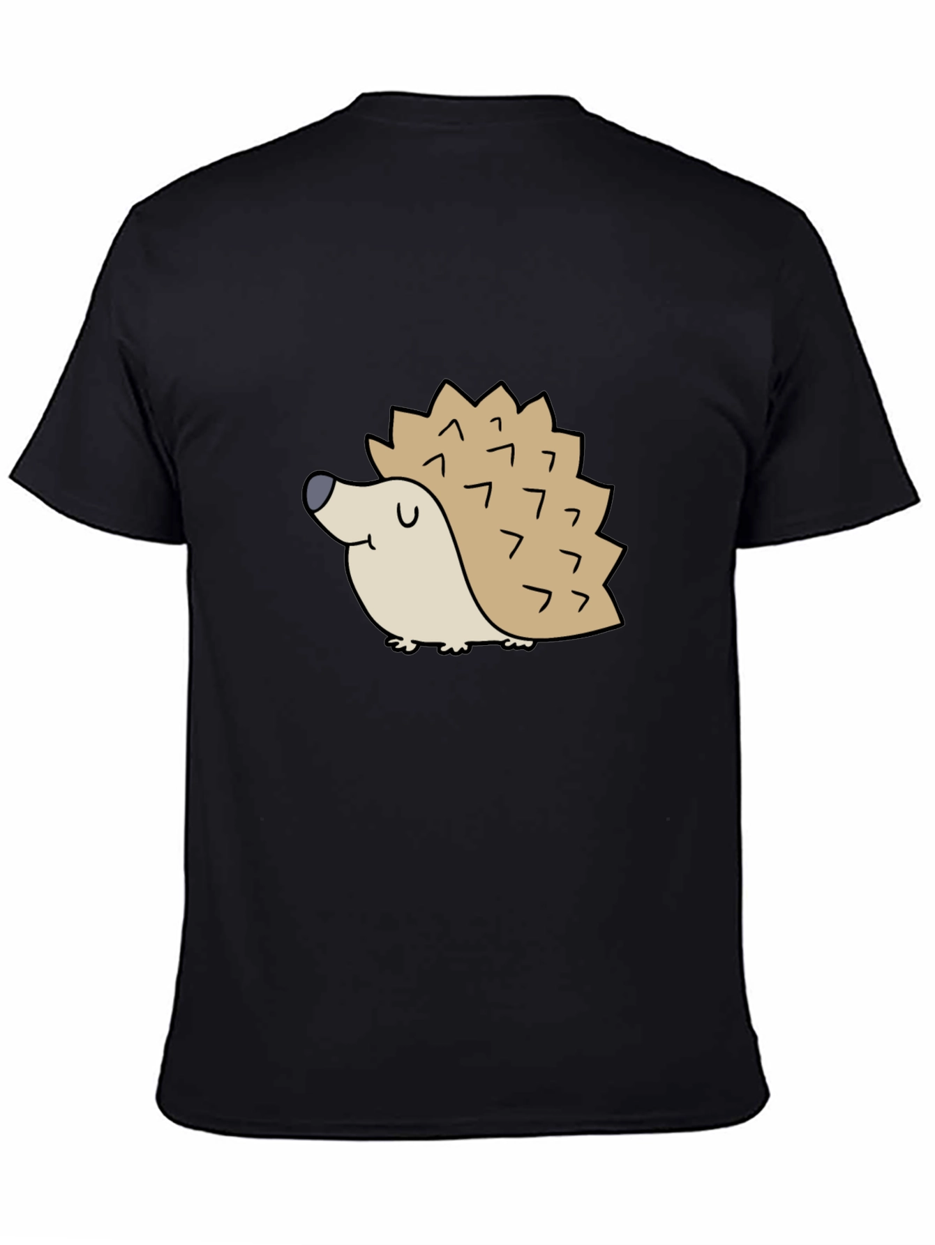 Cute Hedgehog Graphic Tee - Black Cotton T-Shirt