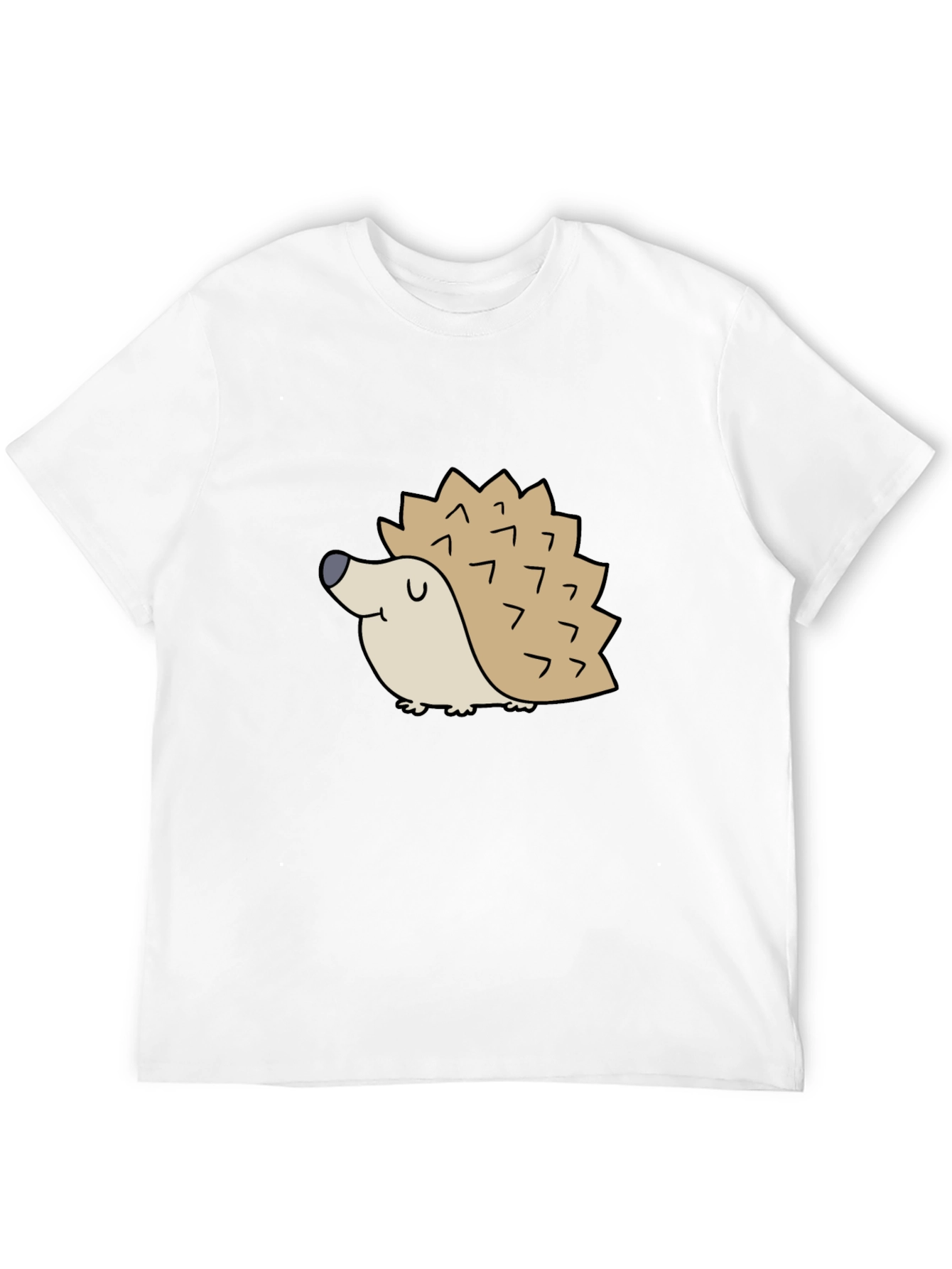 Cute Hedgehog Graphic Tee - Black Cotton T-Shirt