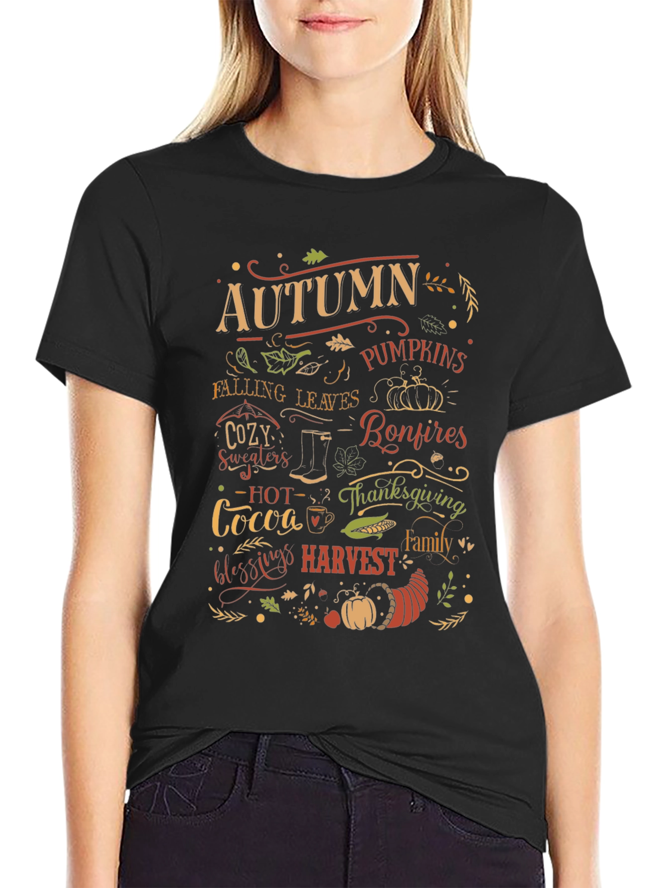 Autumn Harvest Graphic T-Shirt - Thanksgiving Theme