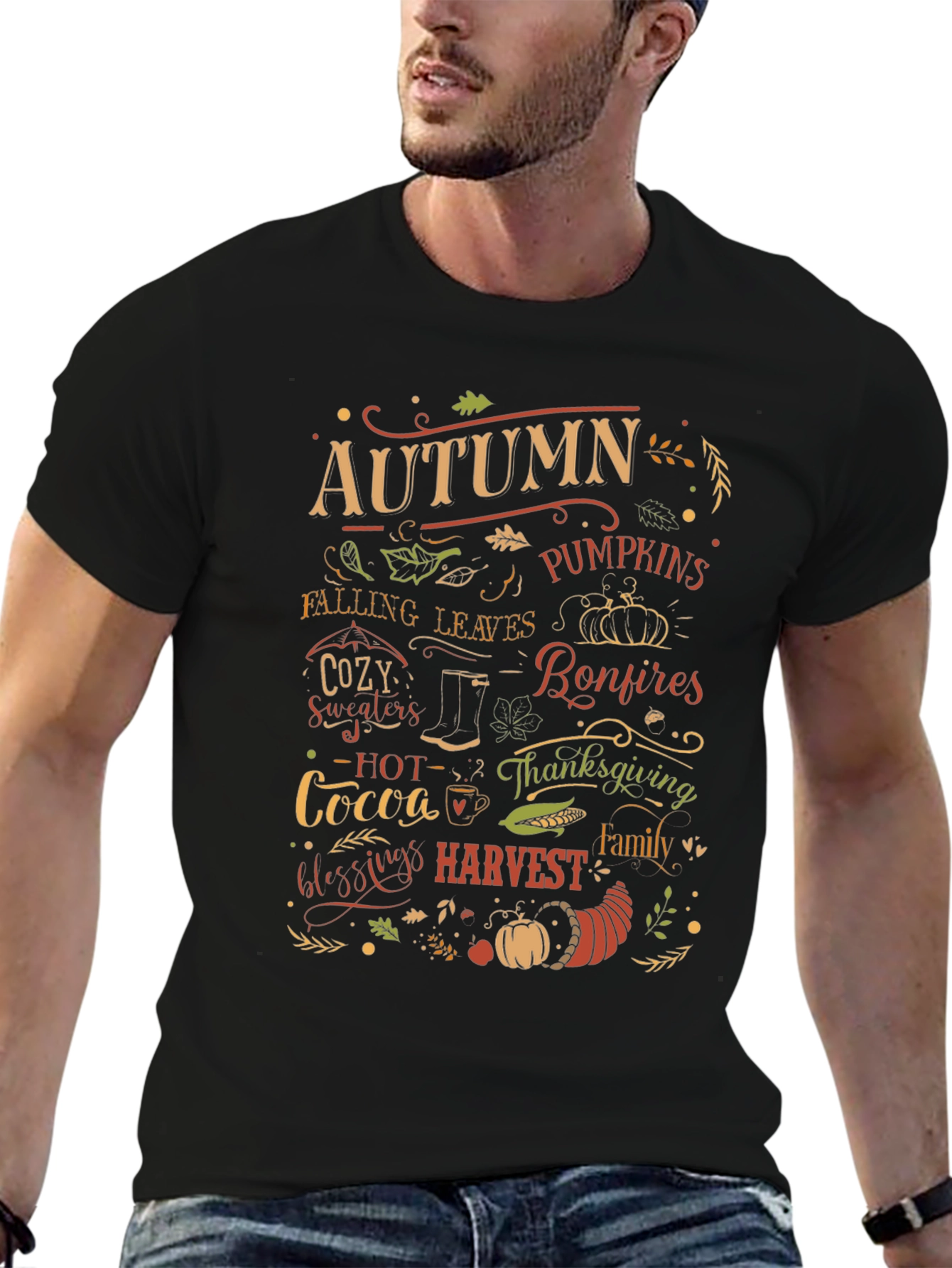 Autumn Harvest Graphic T-Shirt - Thanksgiving Theme