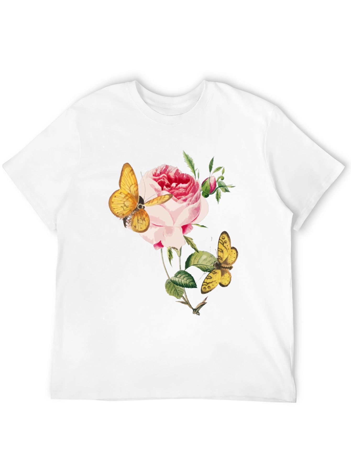Floral Butterfly Graphic Tee - Soft Black Cotton