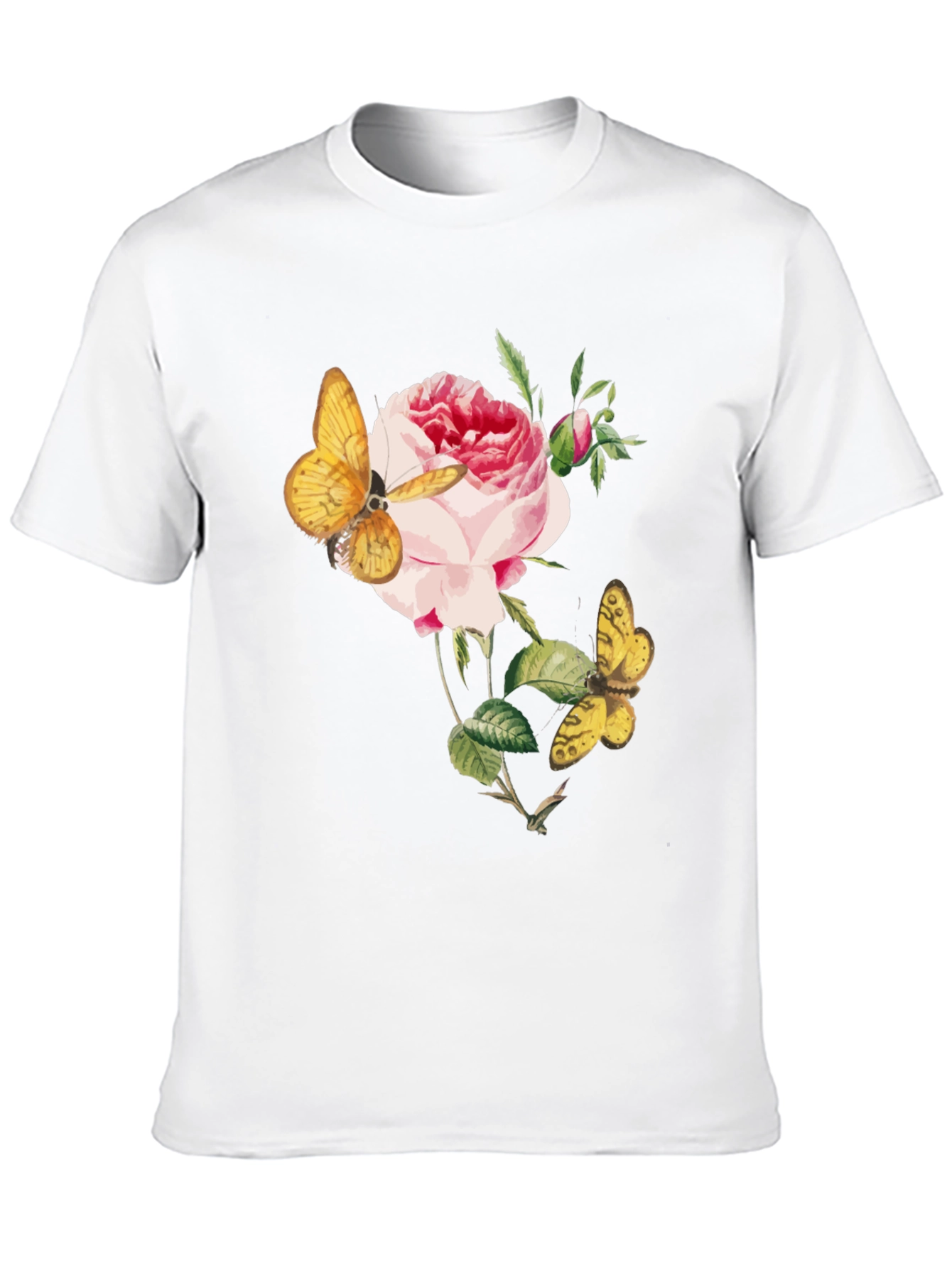 Floral Butterfly Graphic Tee - Soft Black Cotton