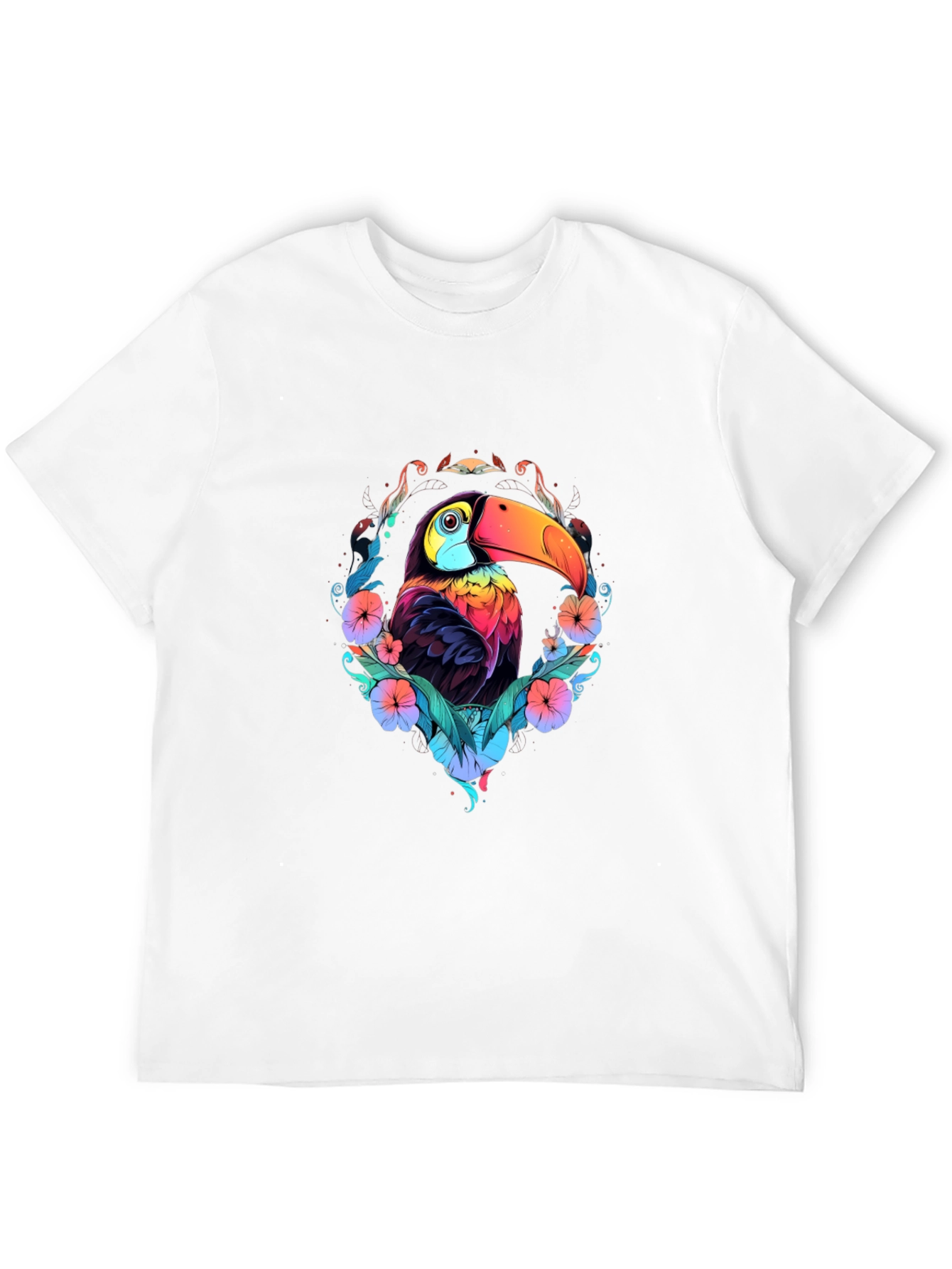 Vibrant Toucan Graphic Black T-Shirt