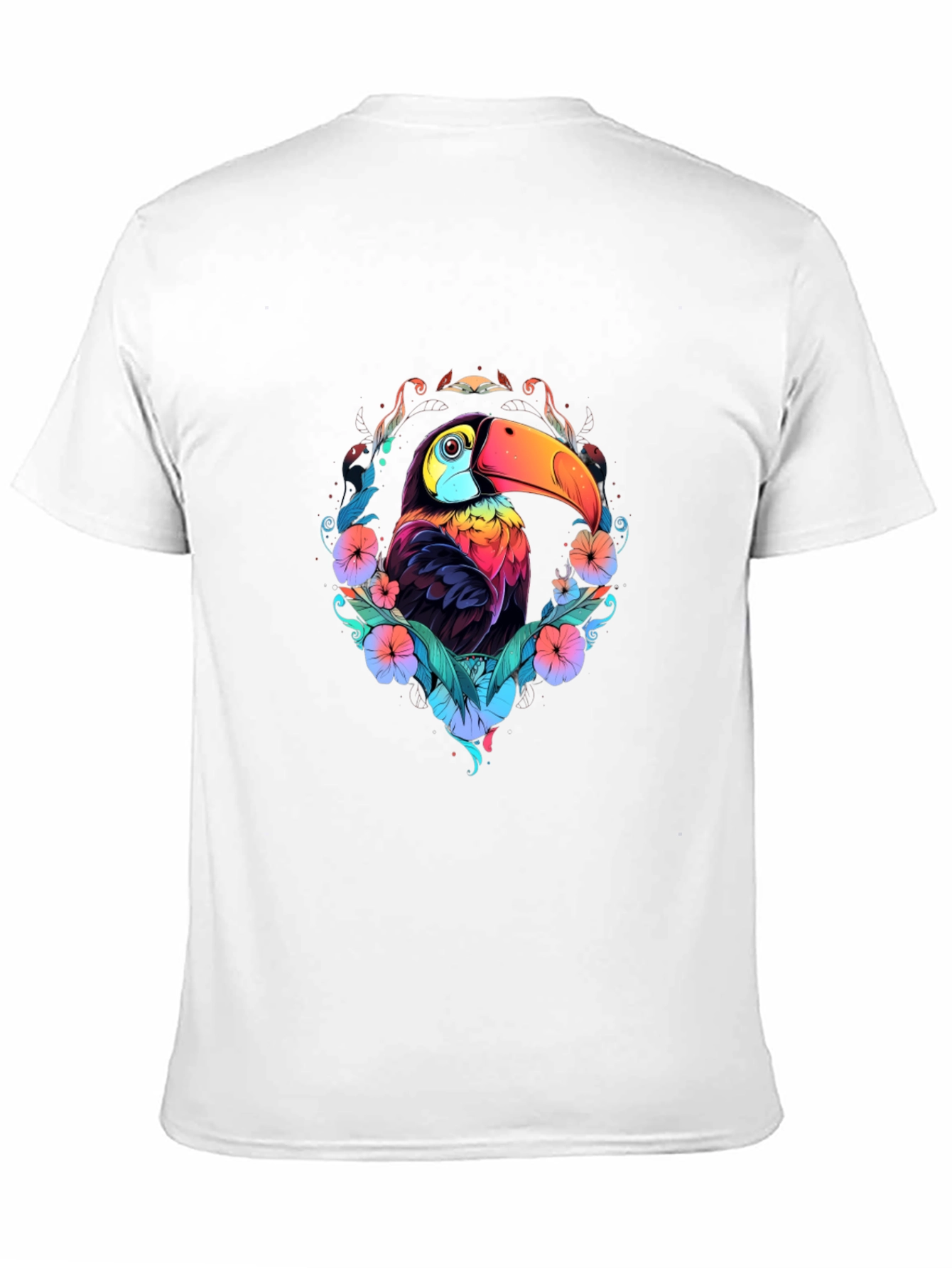 Vibrant Toucan Graphic Black T-Shirt