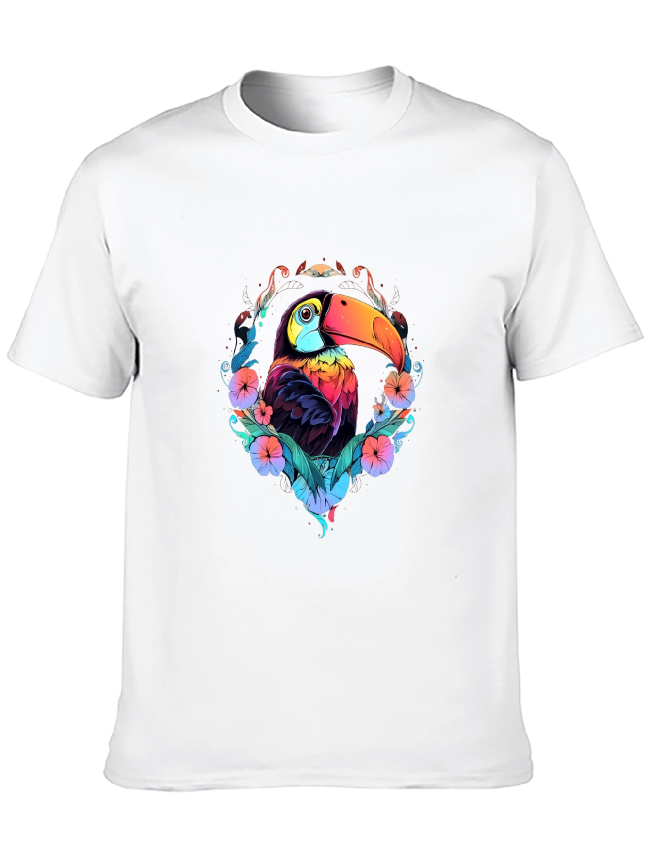 Vibrant Toucan Graphic Black T-Shirt