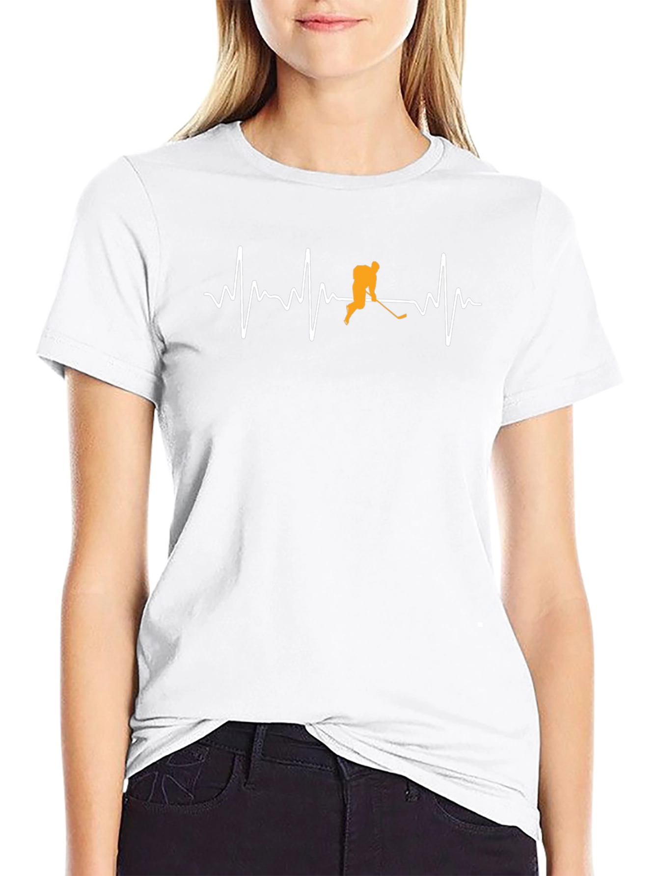 Hockey Heartbeat T-Shirt - Black Cotton Tee