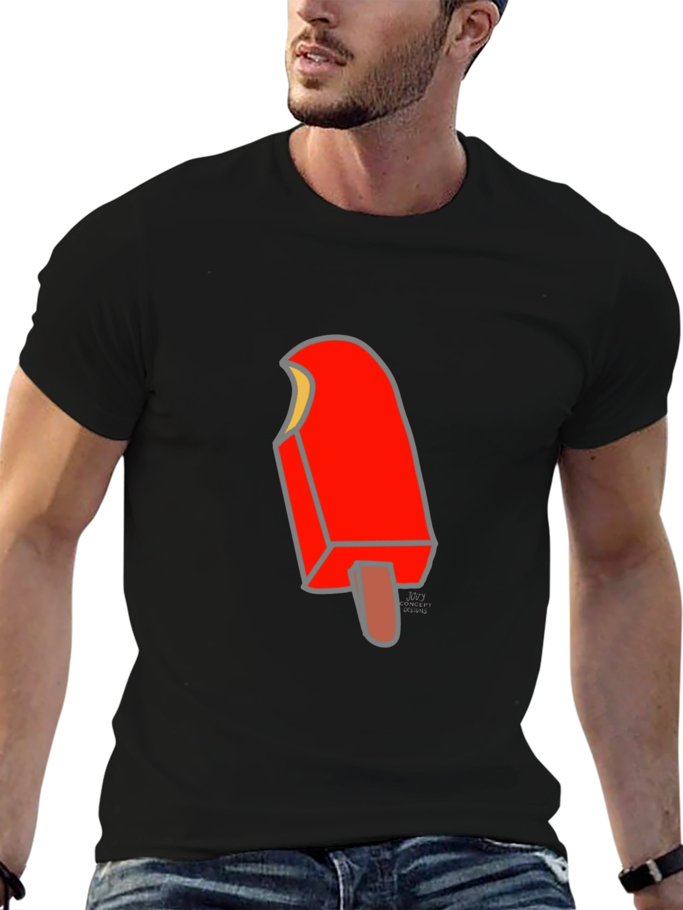 Cool Ice Pop Graphic Tee - Black Cotton T-Shirt