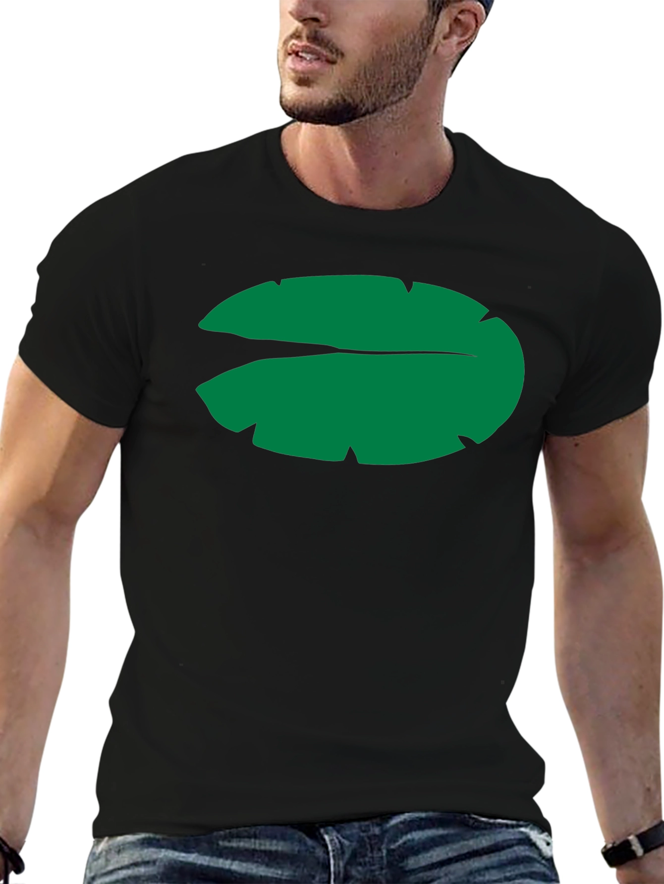 Leaf Graphic Tee - Soft Black Cotton Shirt