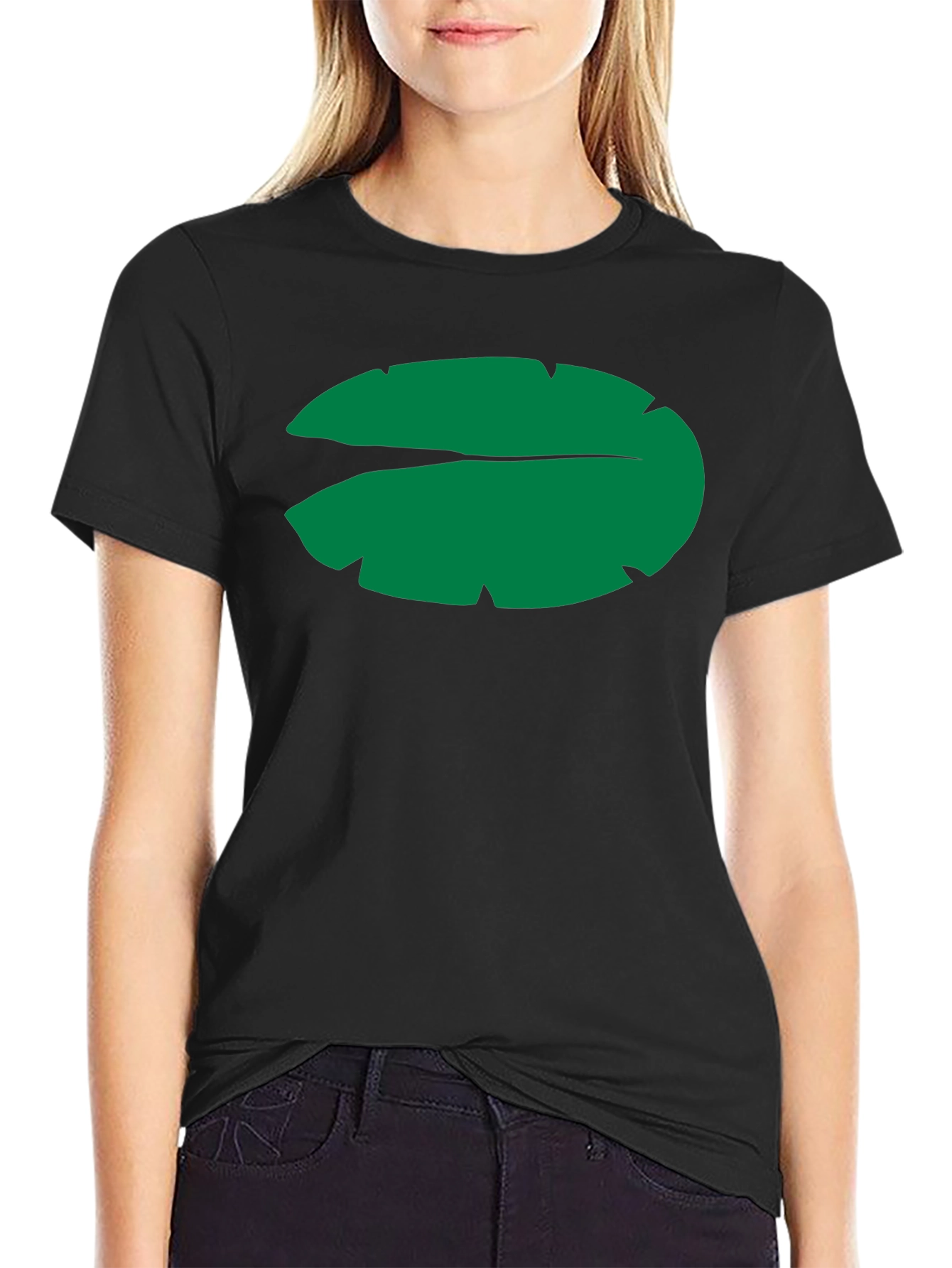 Leaf Graphic Tee - Soft Black Cotton Shirt