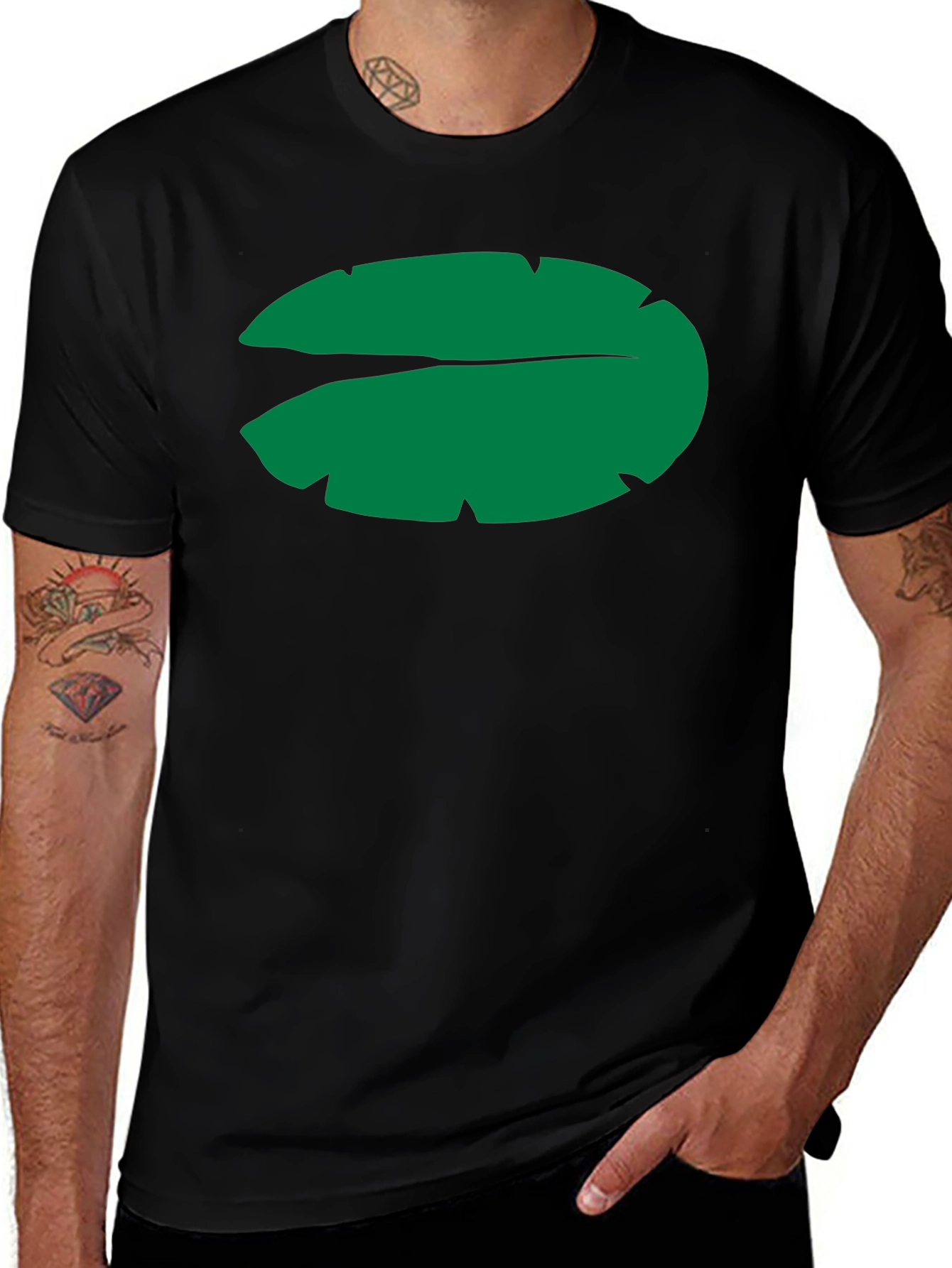 Leaf Graphic Tee - Soft Black Cotton Shirt
