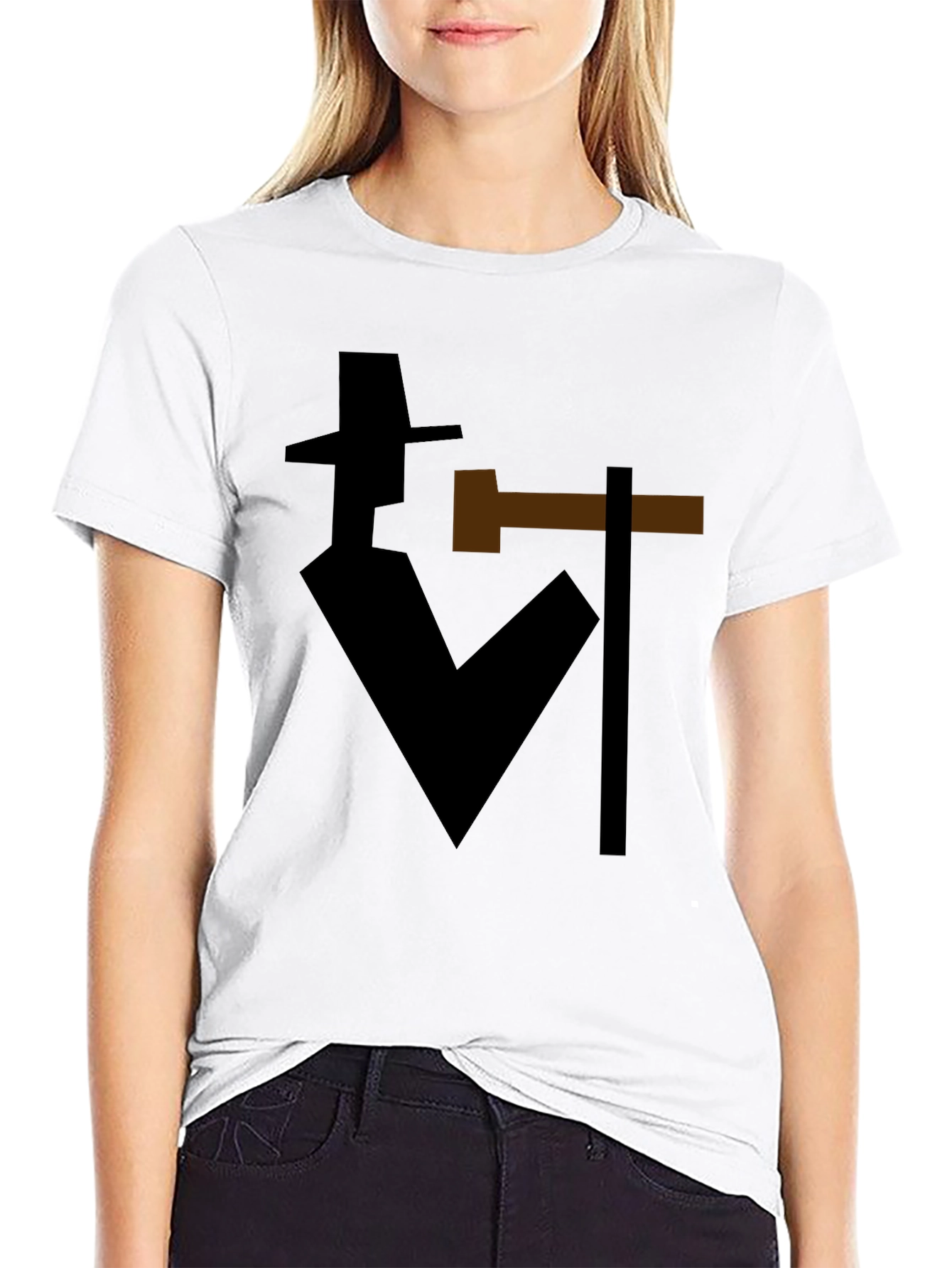 Abstract Detective Graphic T-Shirt - Stylish Silhouette Tee