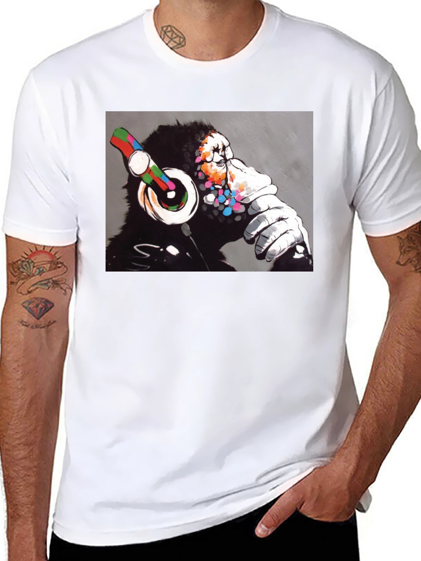 DJ Monkey Graphic Tee - Cool Black T-Shirt
