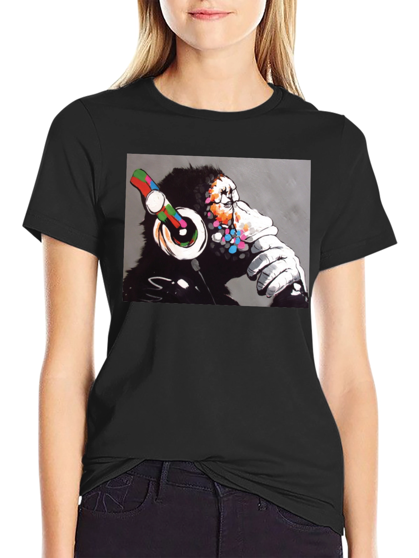 DJ Monkey Graphic Tee - Cool Black T-Shirt