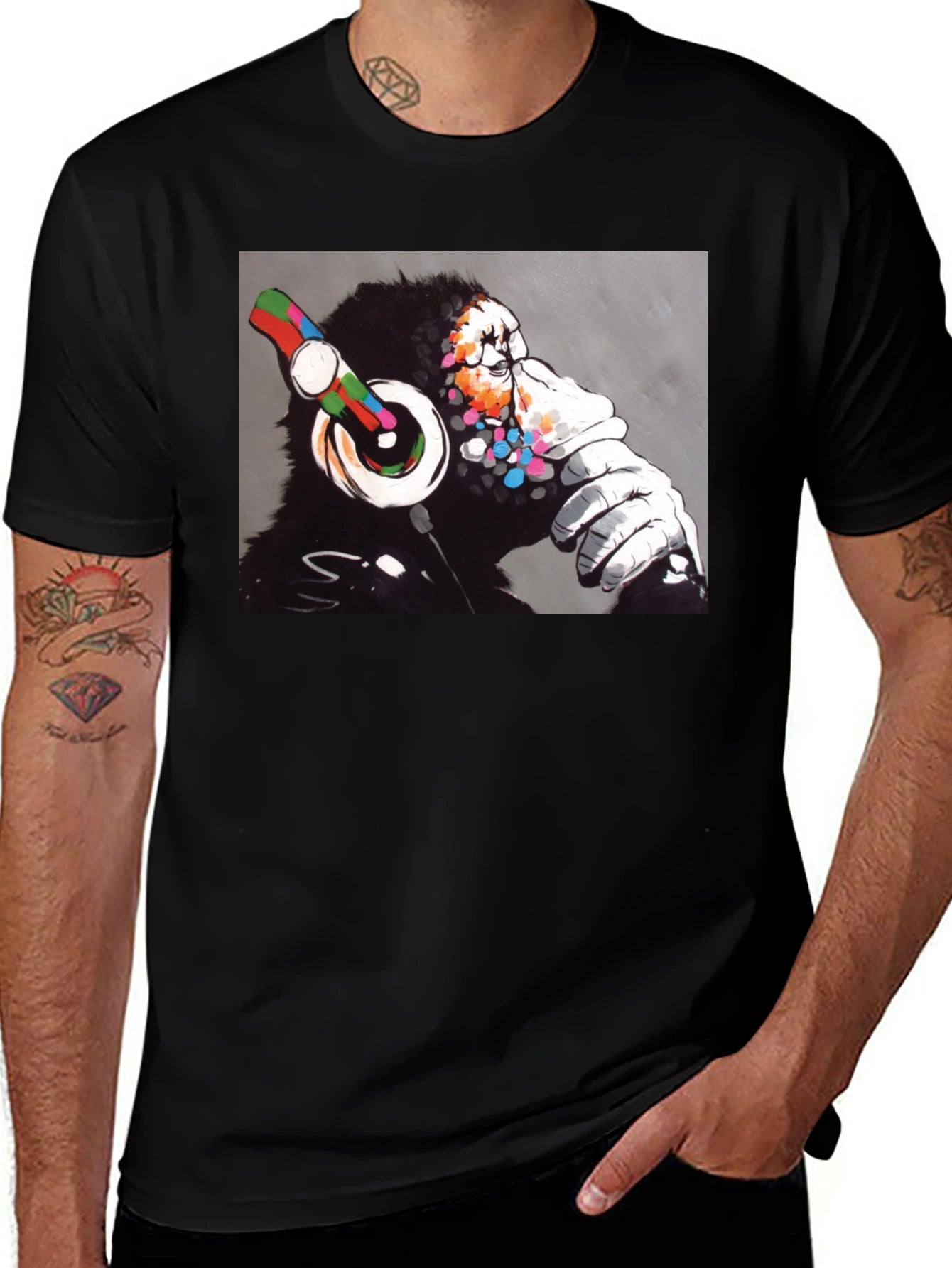 DJ Monkey Graphic Tee - Cool Black T-Shirt