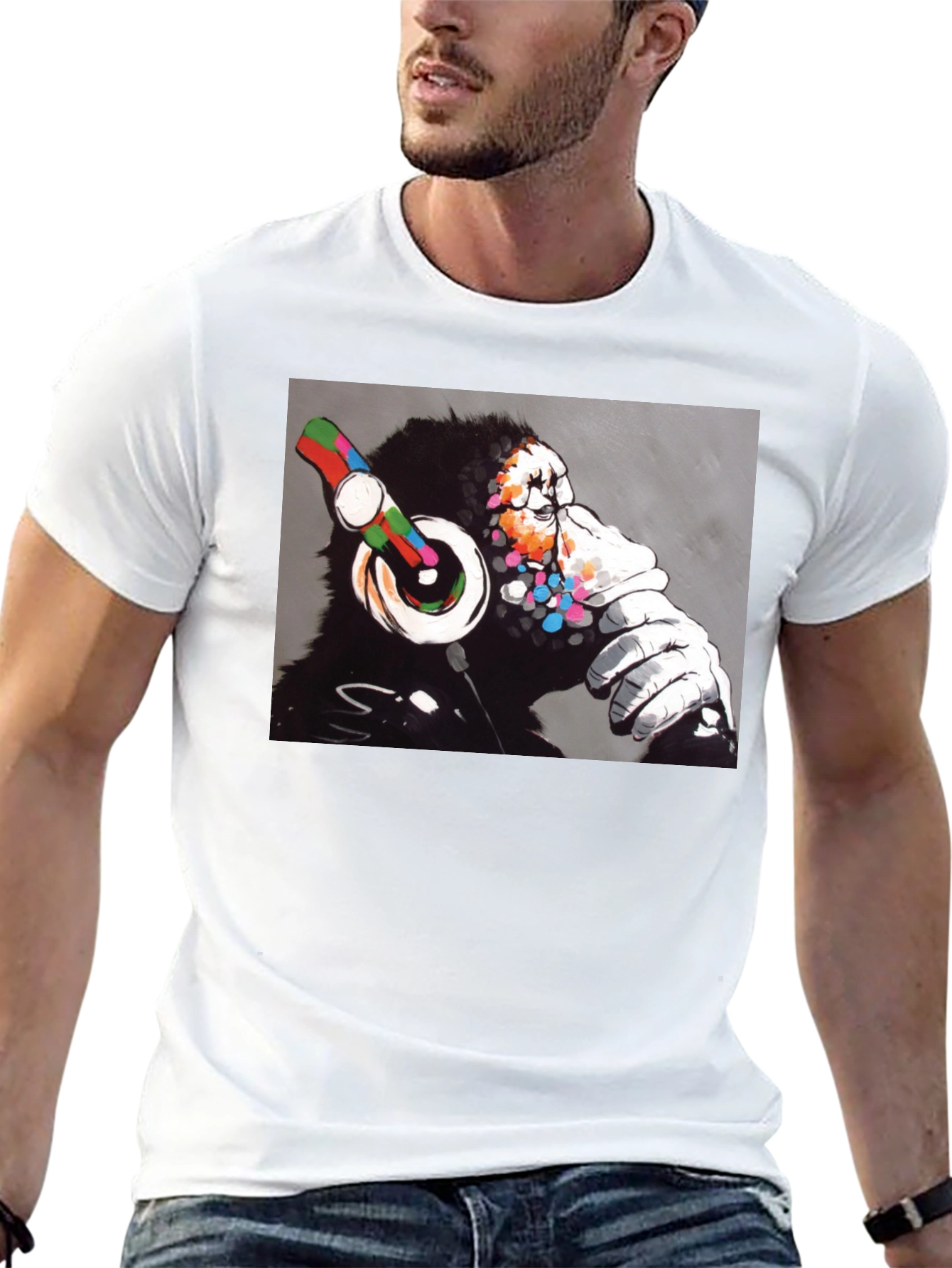DJ Monkey Graphic Tee - Cool Black T-Shirt