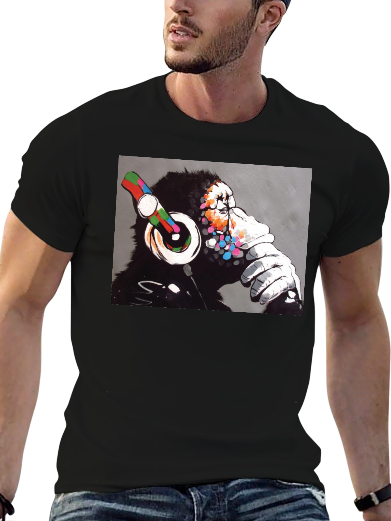 DJ Monkey Graphic Tee - Cool Black T-Shirt