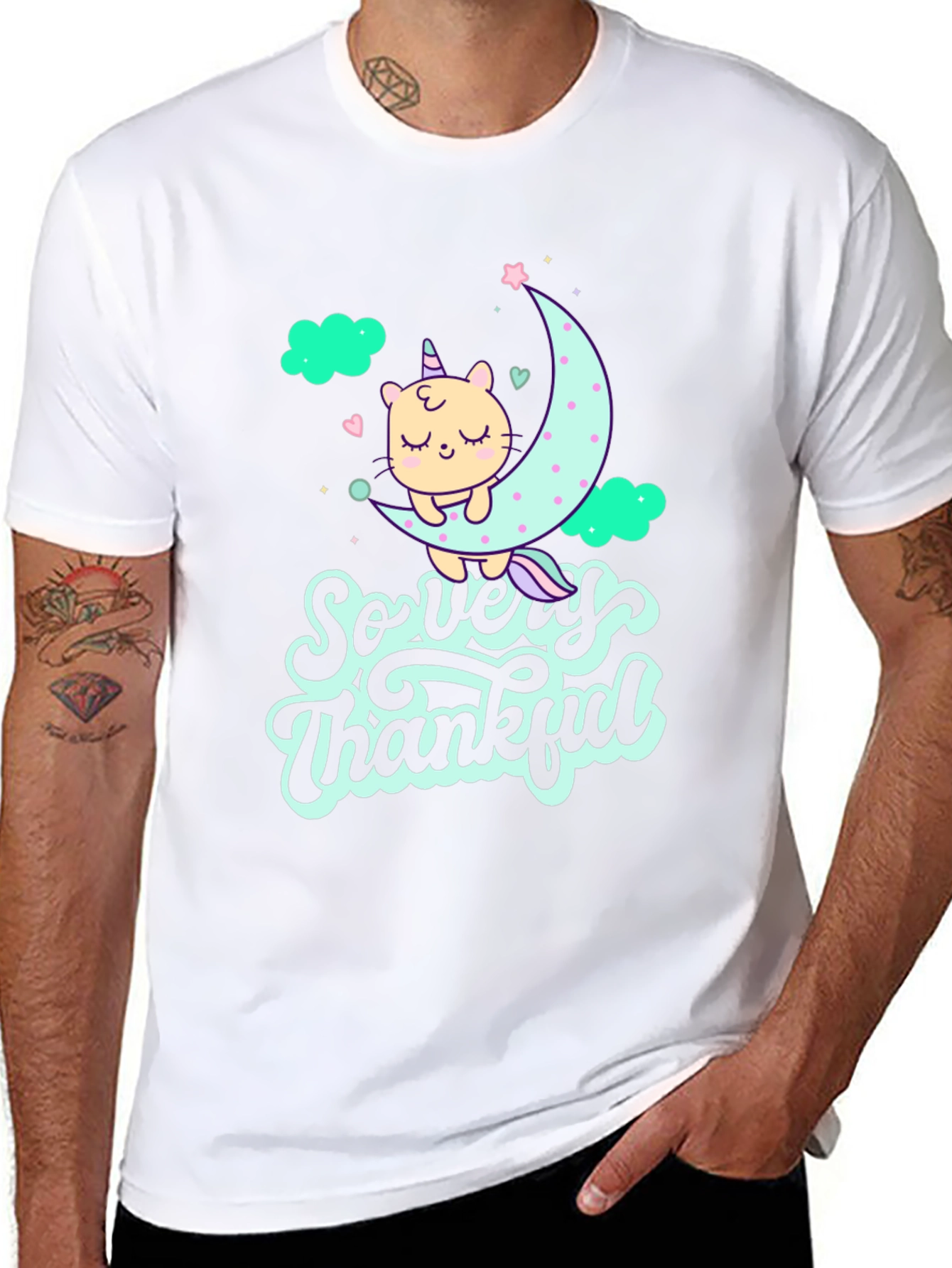 So Very Thankful Cat Moon Graphic Tee