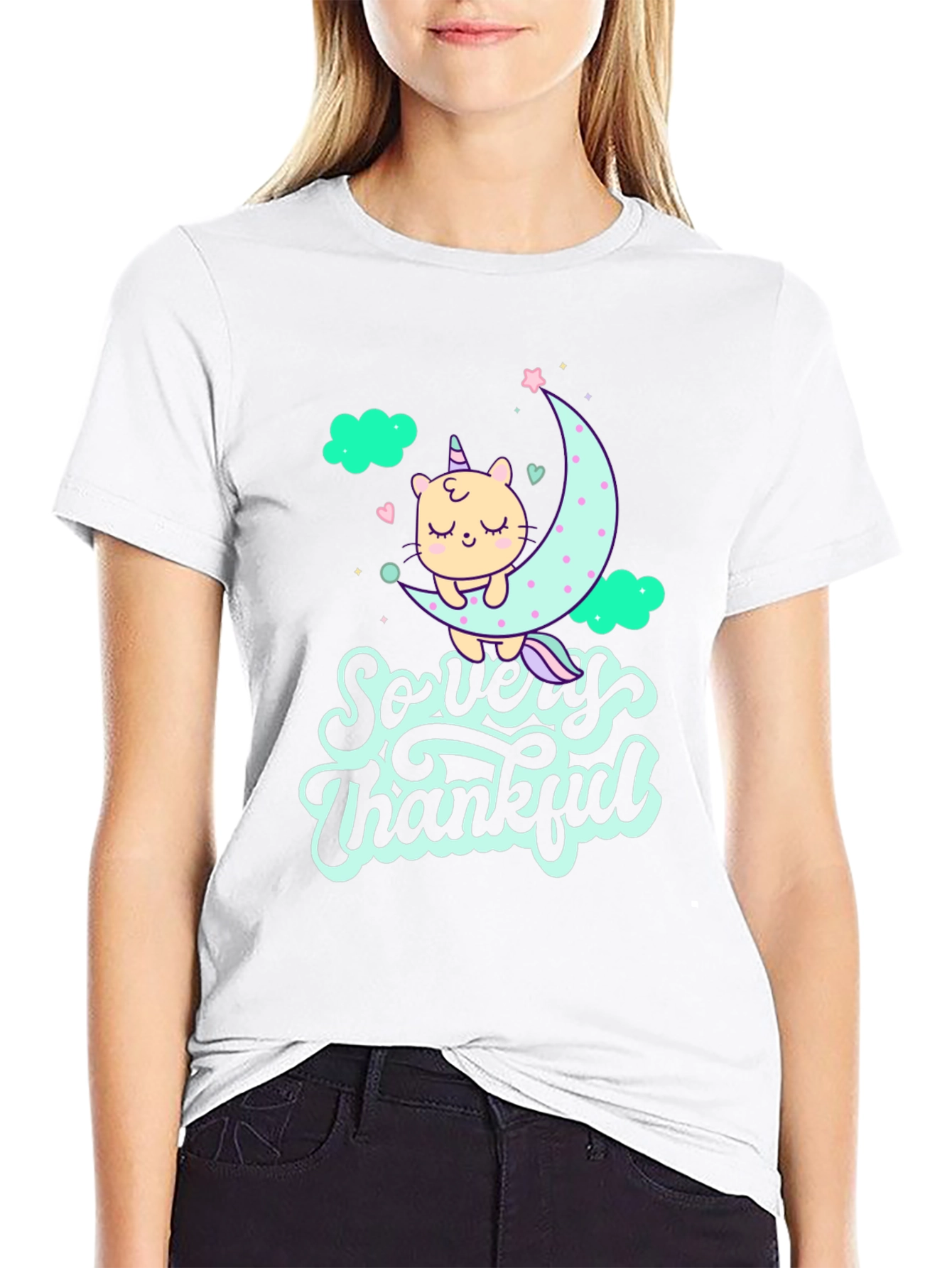 So Very Thankful Cat Moon Graphic Tee