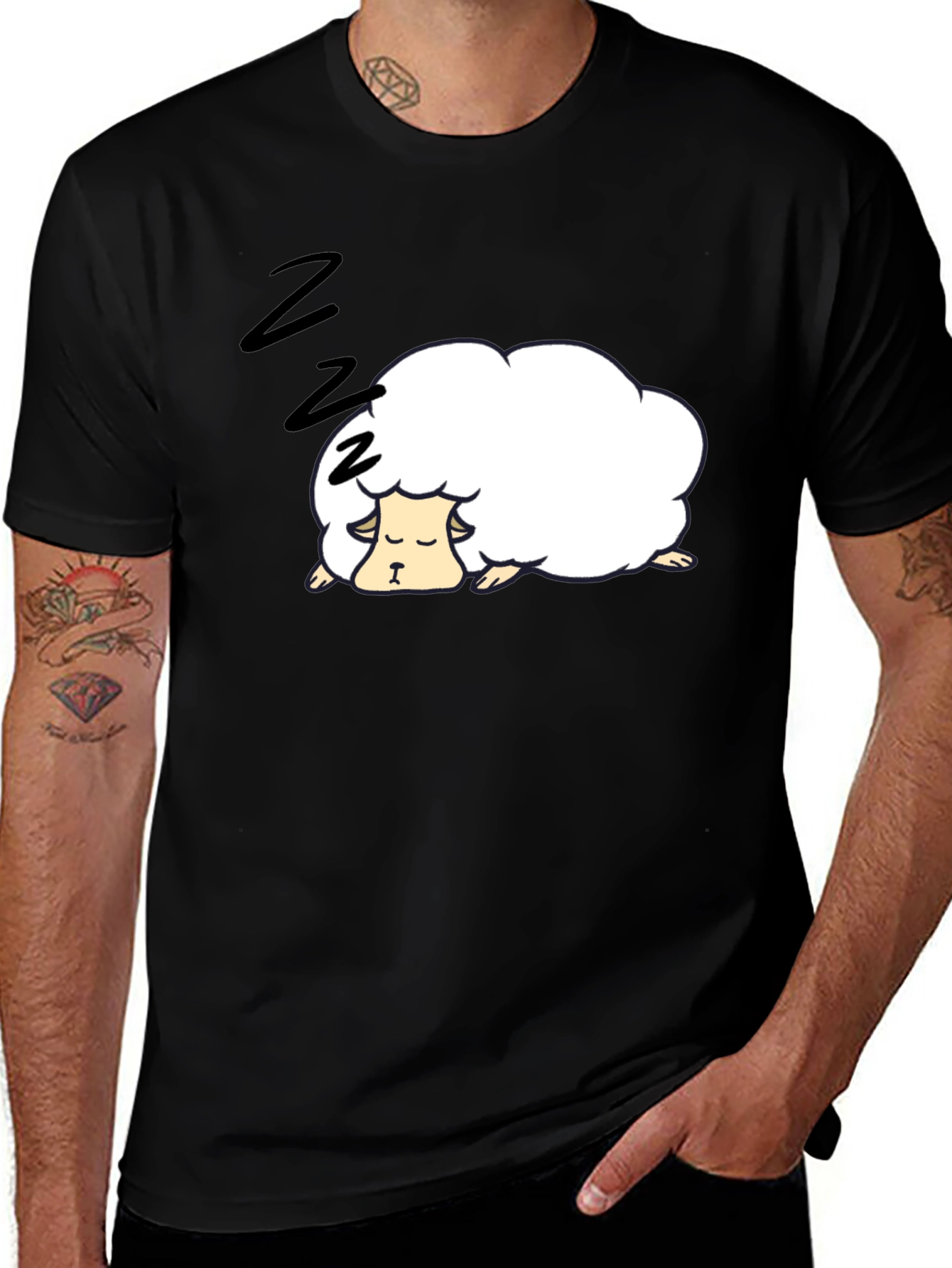 Sleepy Sheep Black T-Shirt