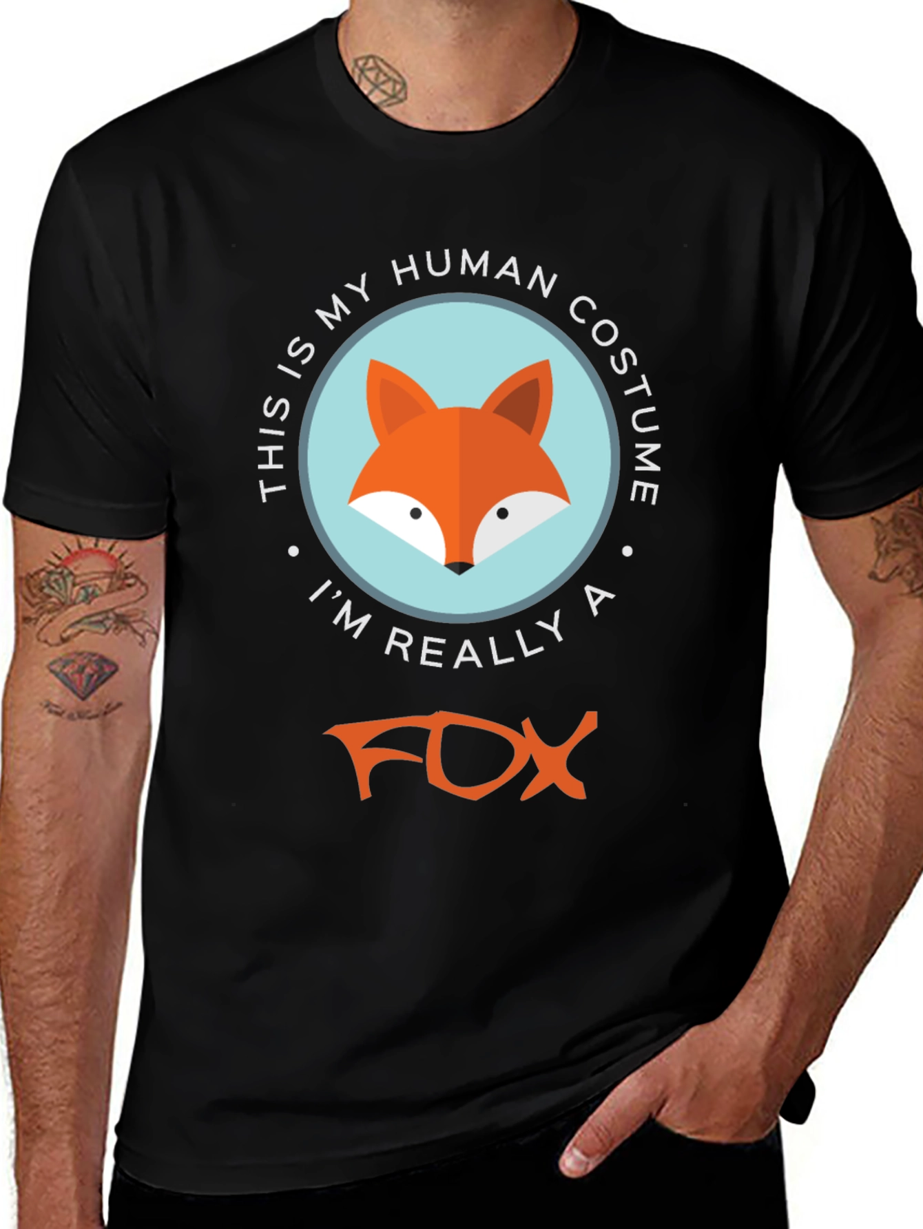 Human Costume Fox T-Shirt - Funny Animal Tee