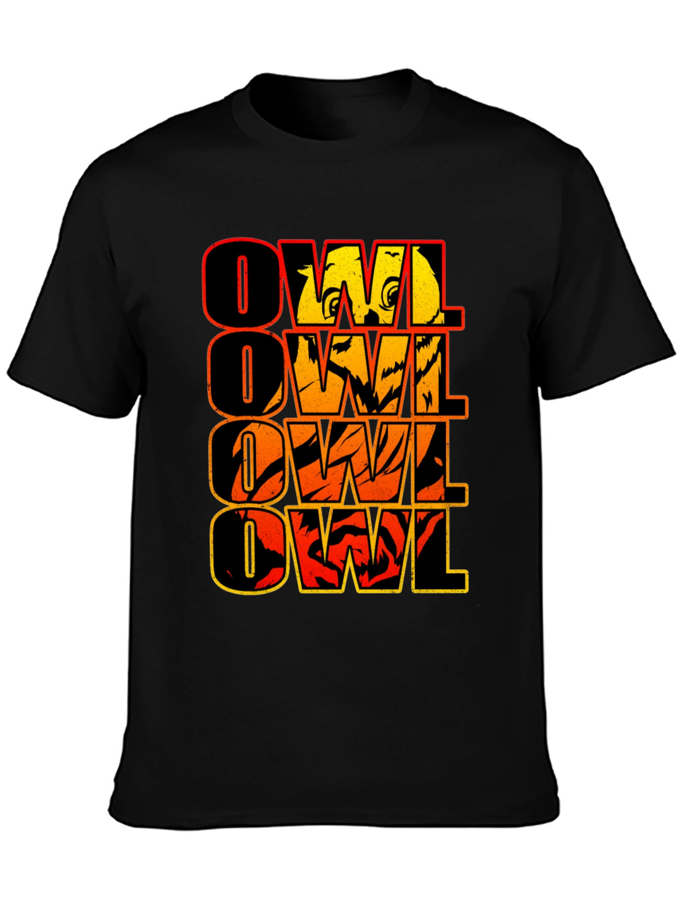 Owl Graphic Print Mens Black T-Shirt