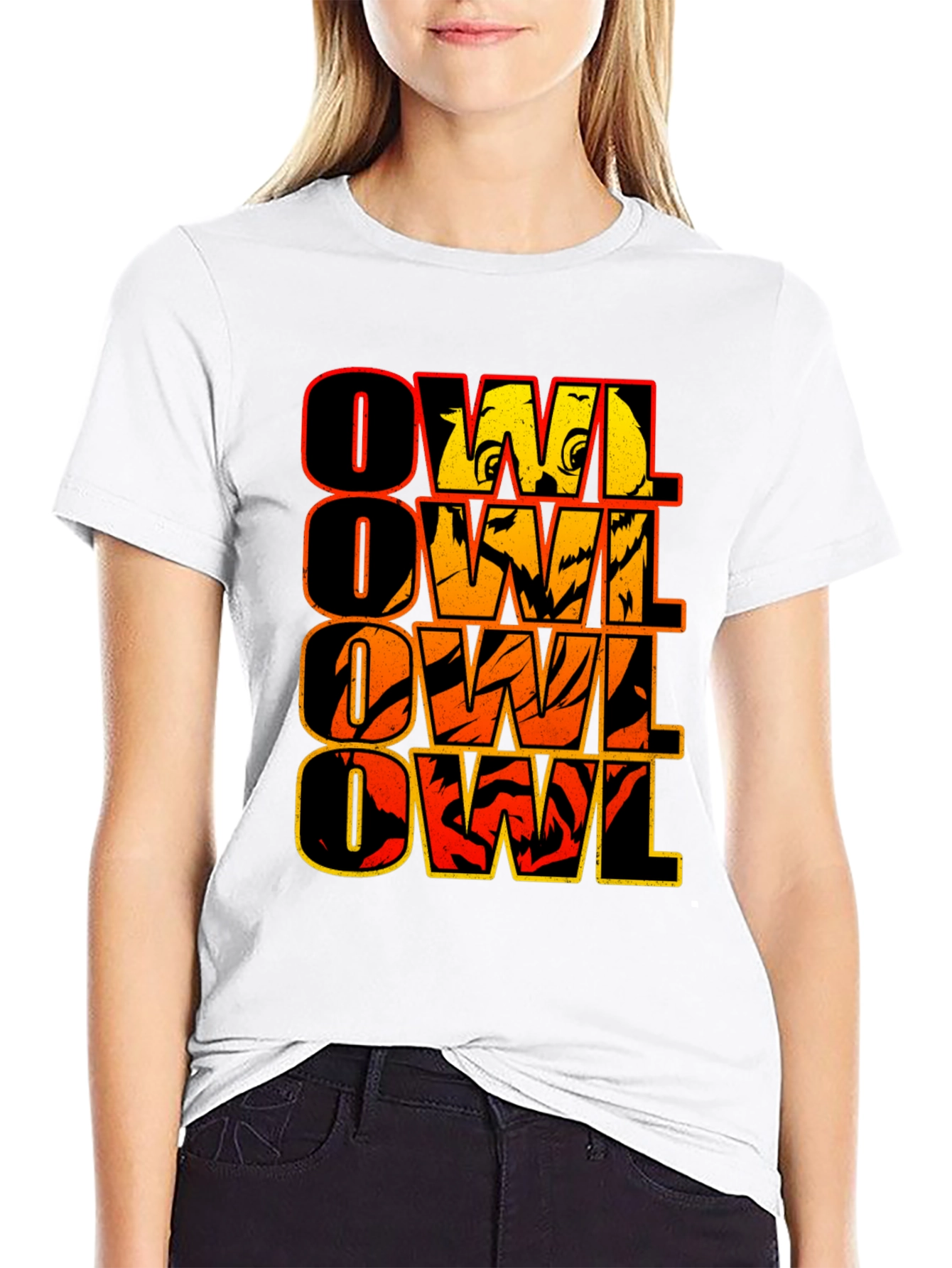 Owl Graphic Print Mens Black T-Shirt