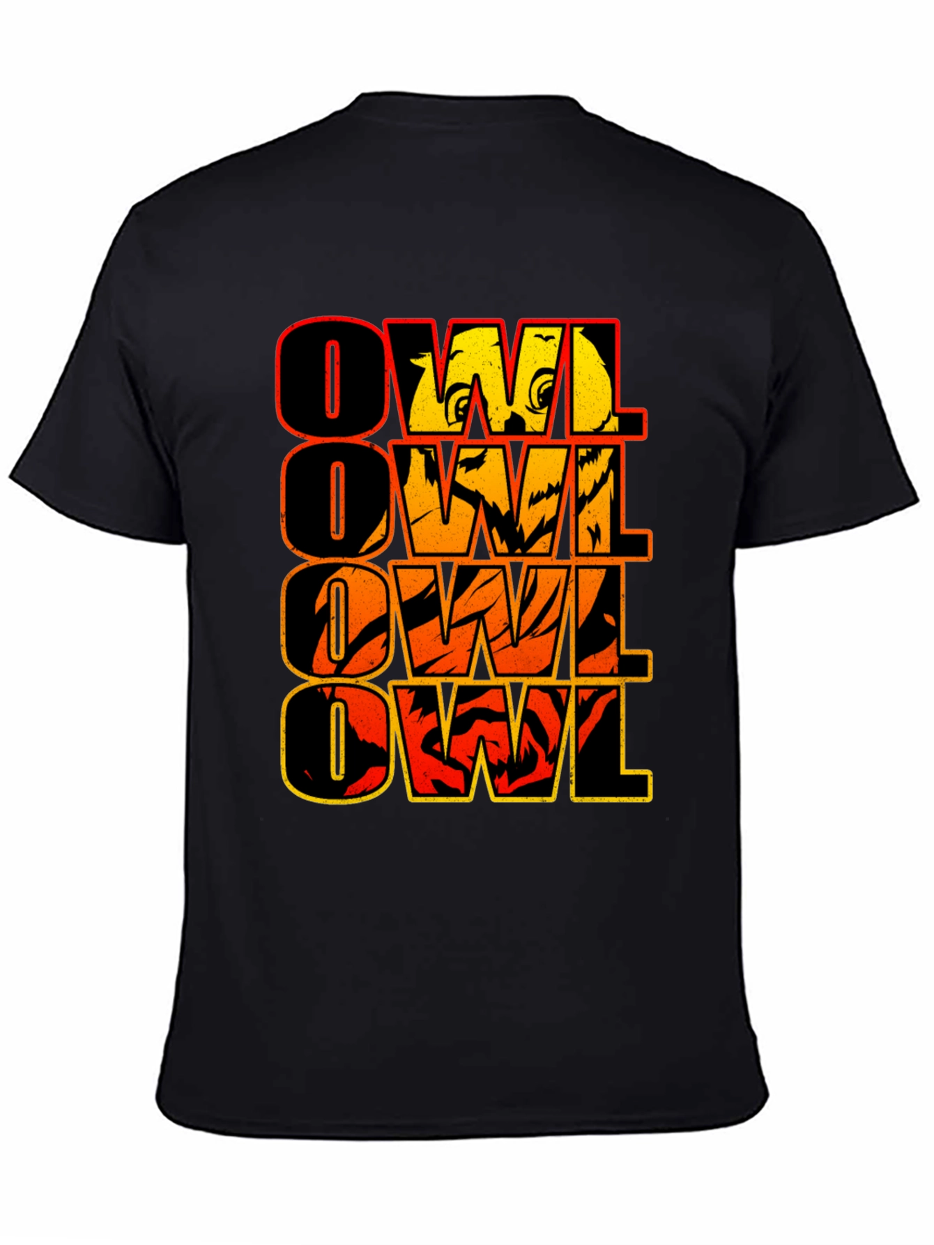 Owl Graphic Print Mens Black T-Shirt