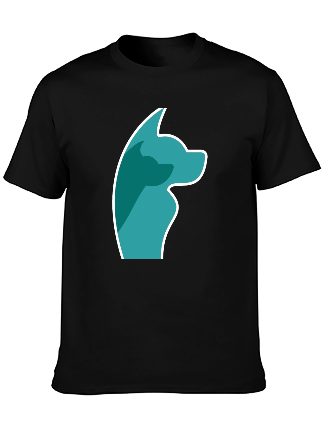 Stylish Black Tee with Teal Dog Graphic