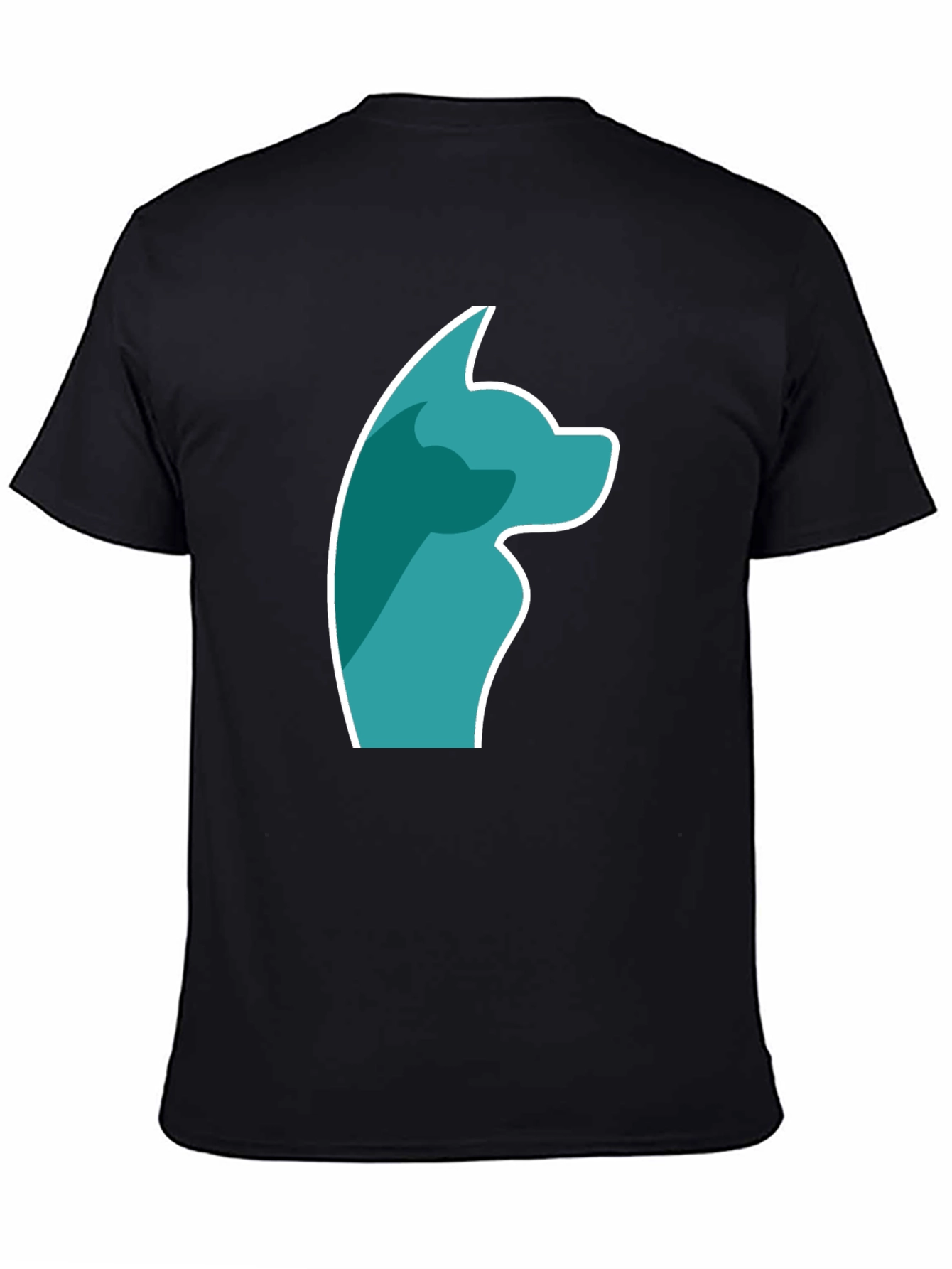 Stylish Black Tee with Teal Dog Graphic