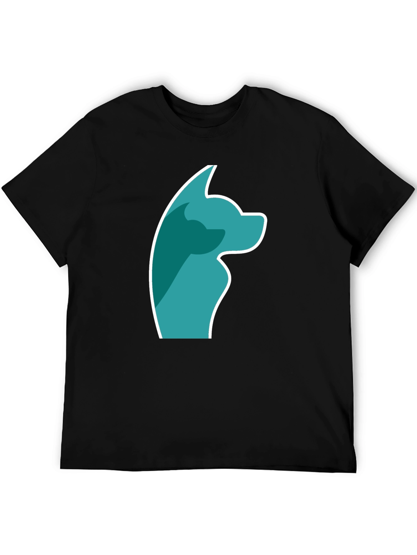 Stylish Black Tee with Teal Dog Graphic