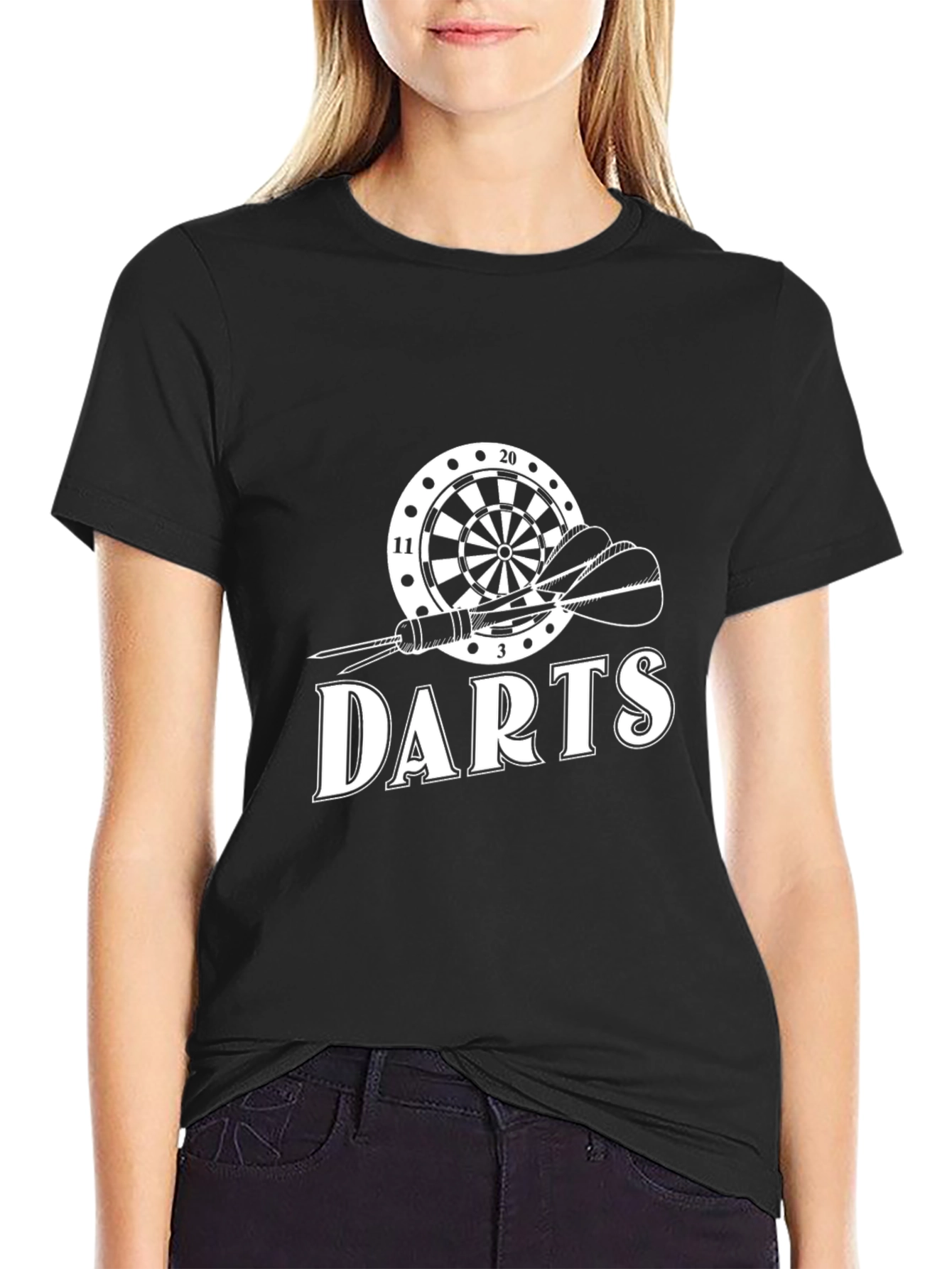 Darts Graphic Tee - Black Cotton T-Shirt