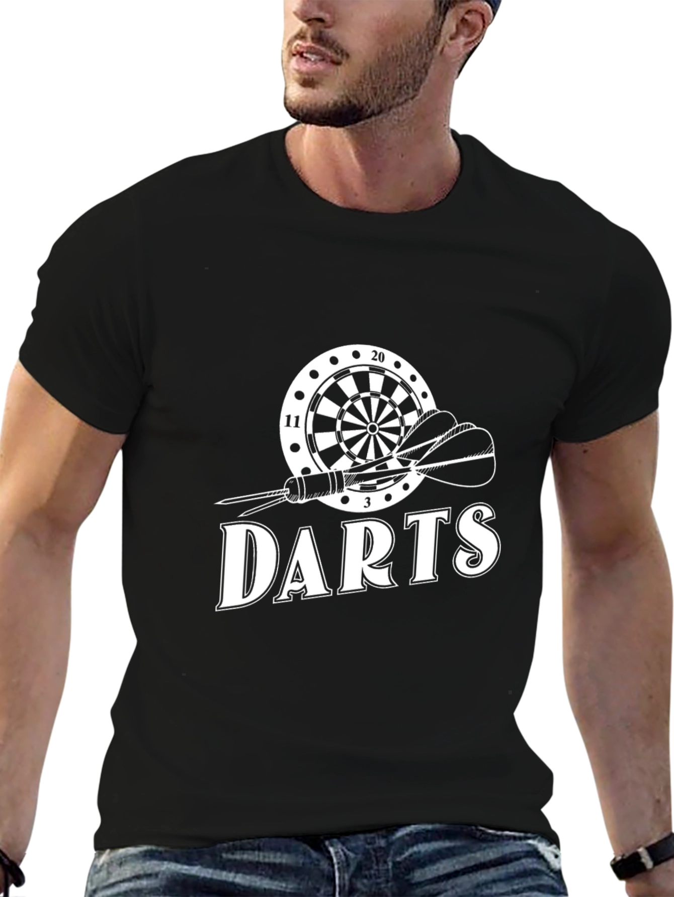 Darts Graphic Tee - Black Cotton T-Shirt