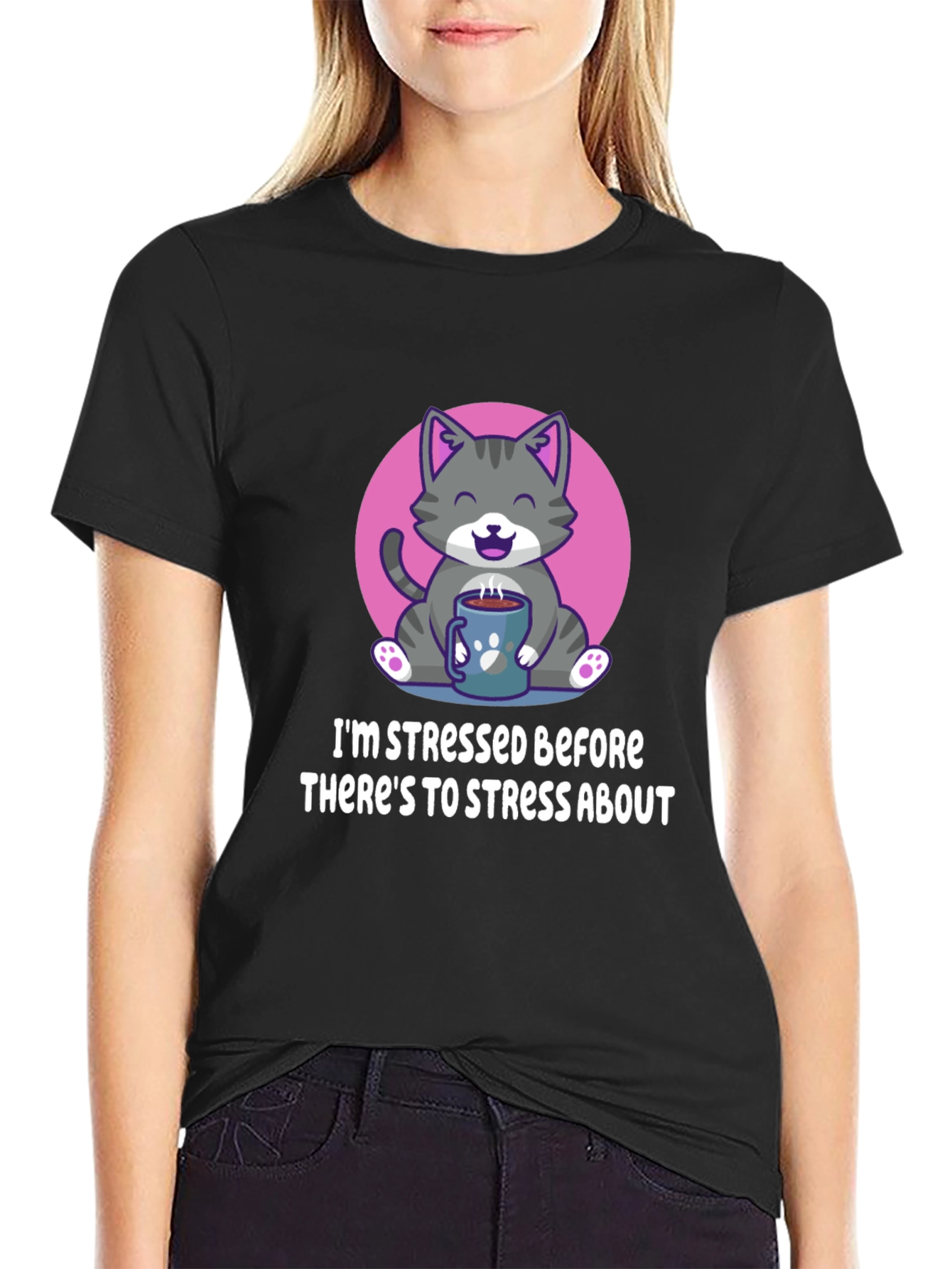 Stressed Cat T-Shirt - Funny & Cute!
