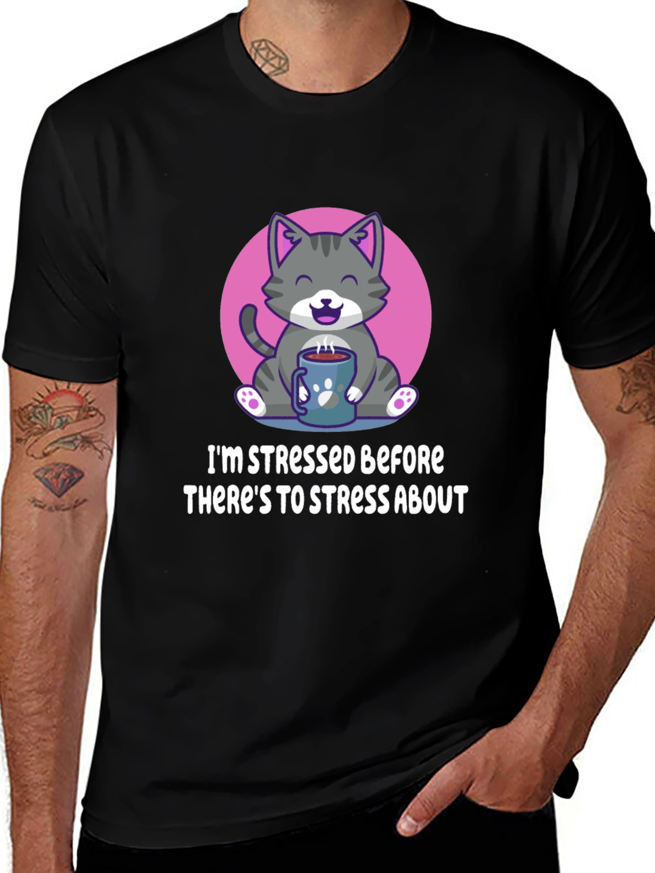 Stressed Cat T-Shirt - Funny & Cute!