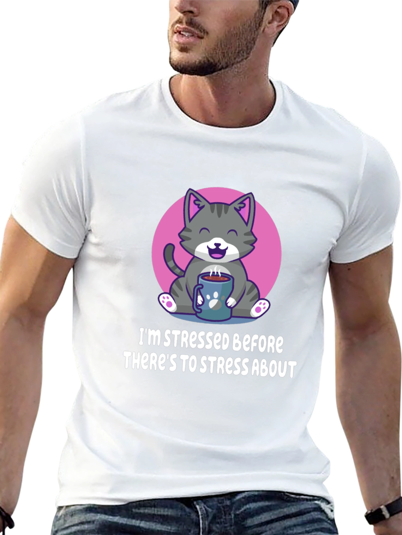 Stressed Cat T-Shirt - Funny & Cute!