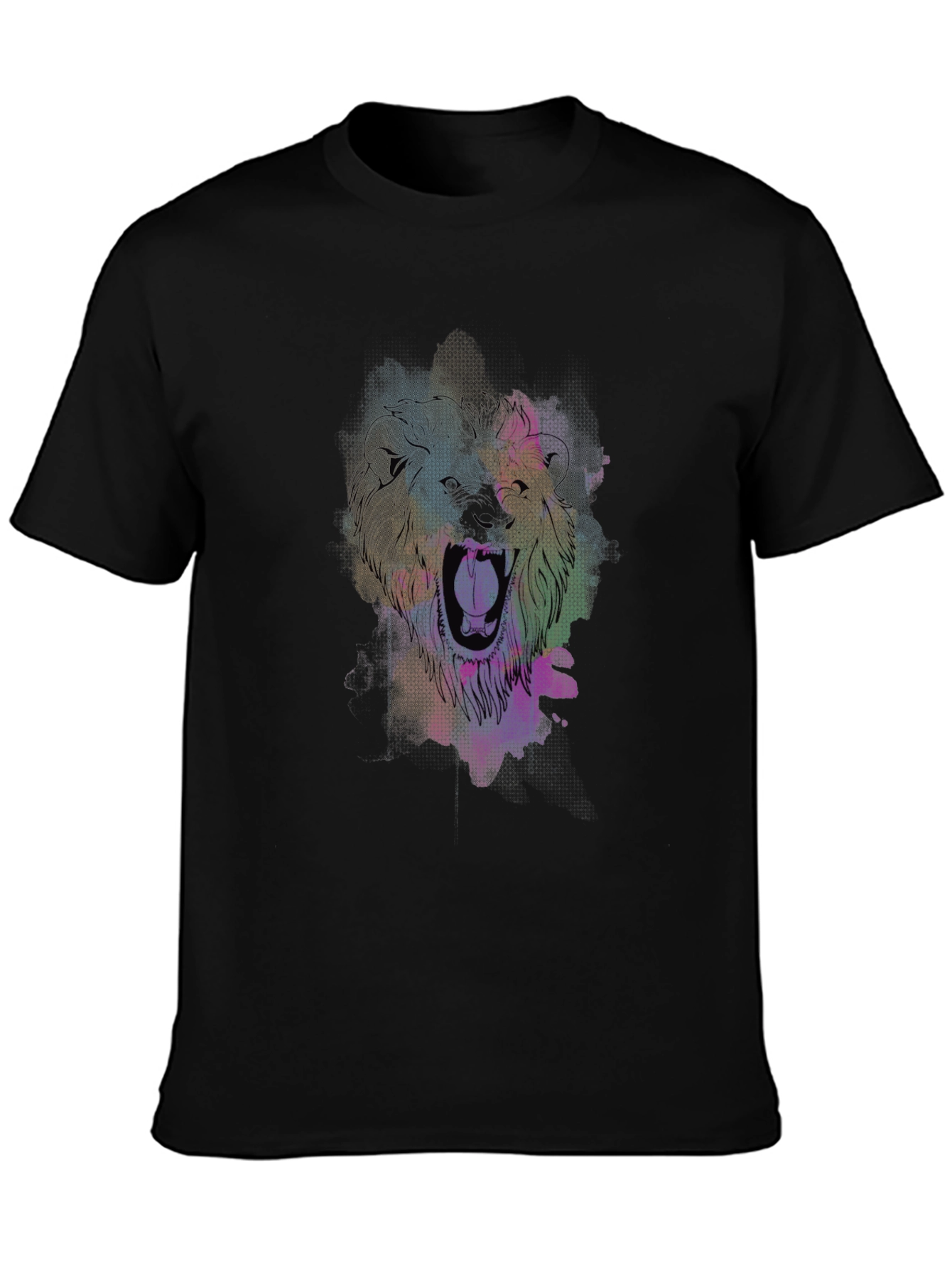 Lion Graphic Black T-Shirt - Bold Artistic Design