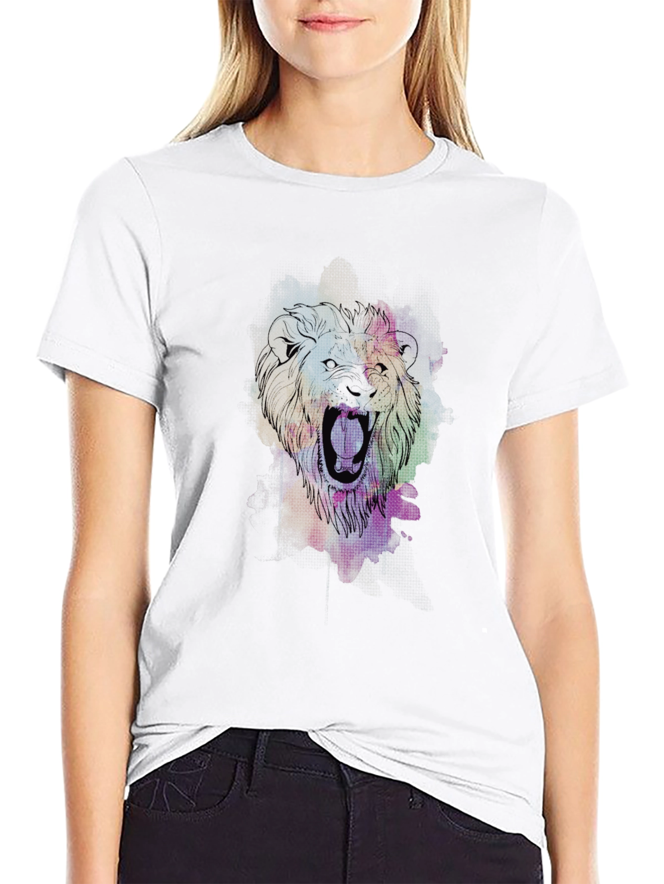Lion Graphic Black T-Shirt - Bold Artistic Design