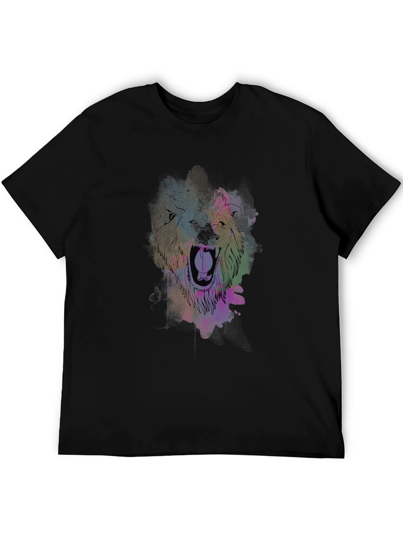 Lion Graphic Black T-Shirt - Bold Artistic Design