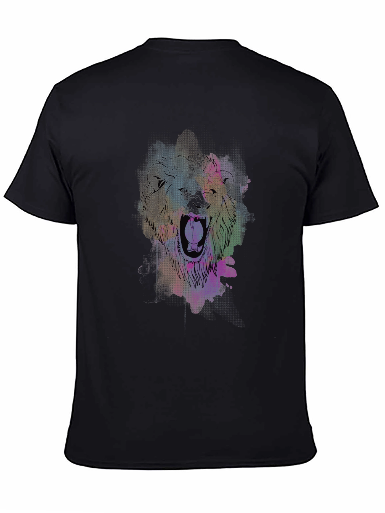 Lion Graphic Black T-Shirt - Bold Artistic Design