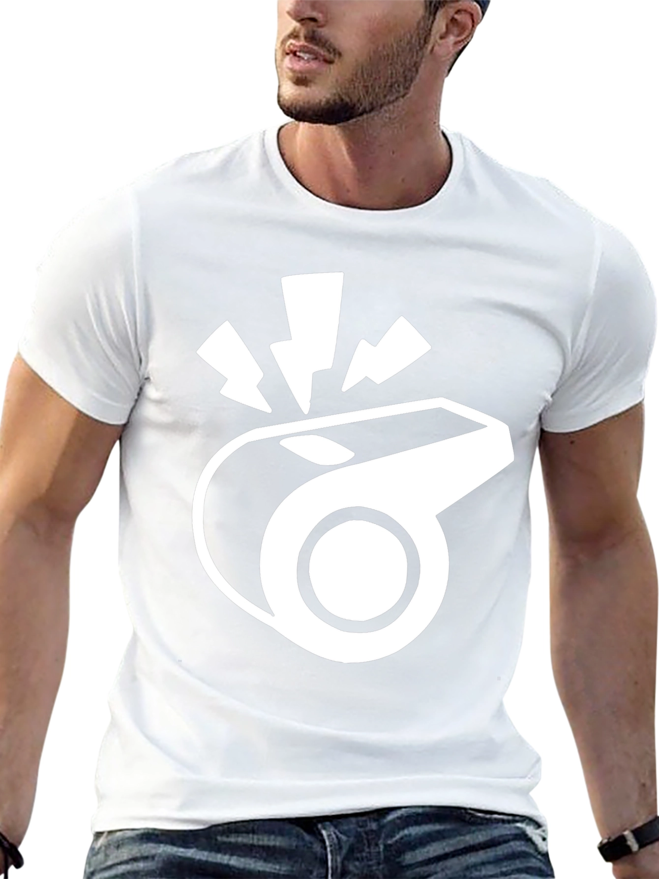 Black T-Shirt with Whistle Graphic