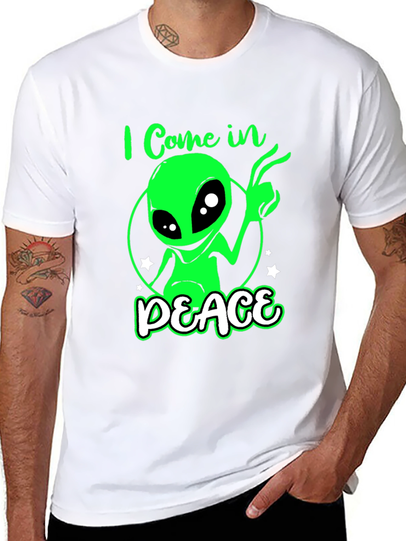 I Come In Peace Alien Graphic T-Shirt