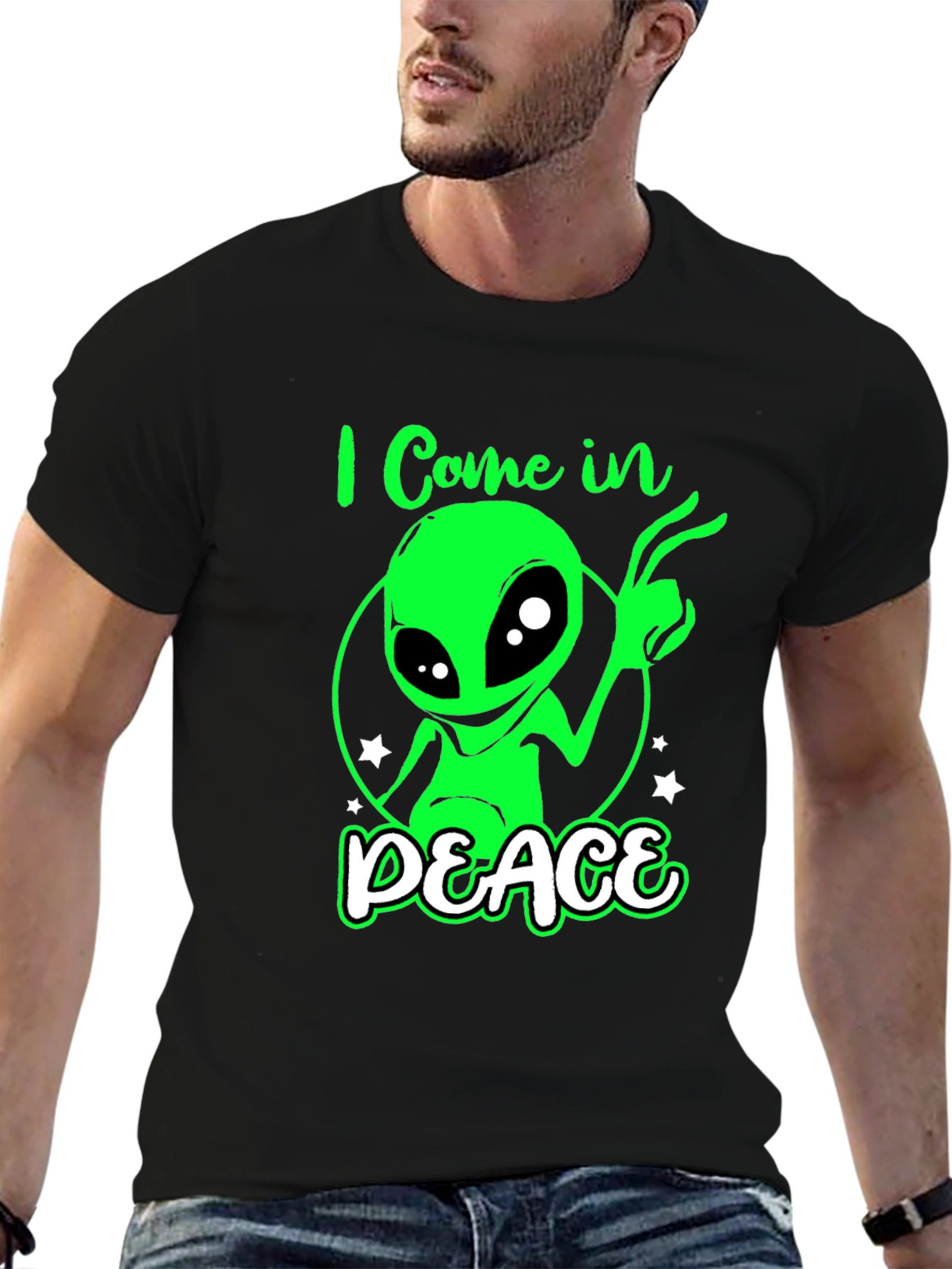 I Come In Peace Alien Graphic T-Shirt