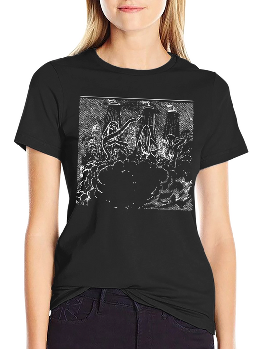 Unique Black T-Shirt with Artistic Shower Scene Graphic