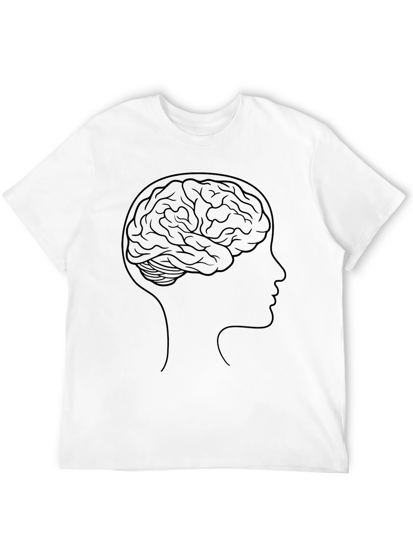 Brain Silhouette Graphic Tee - Black Cotton T-Shirt