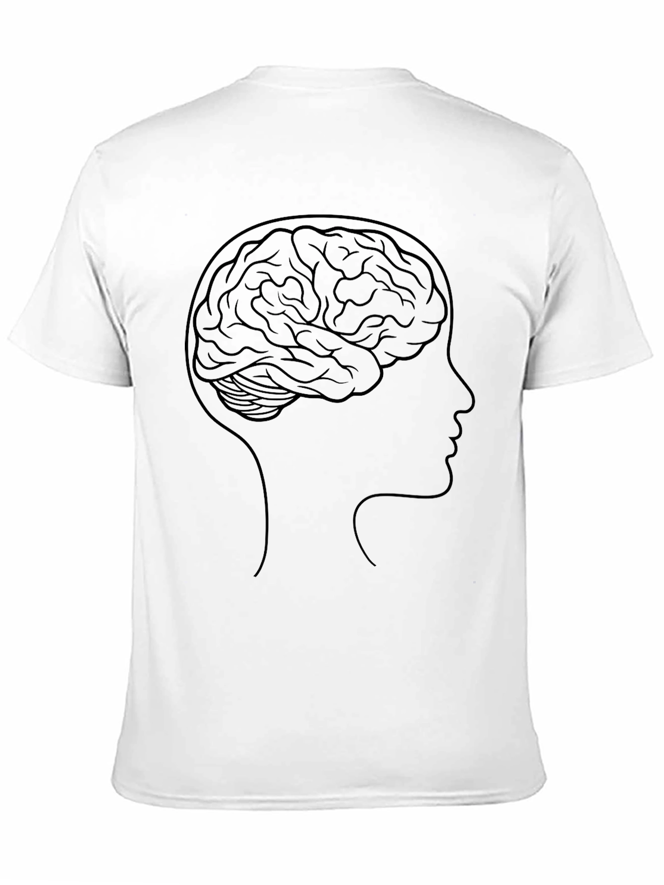 Brain Silhouette Graphic Tee - Black Cotton T-Shirt
